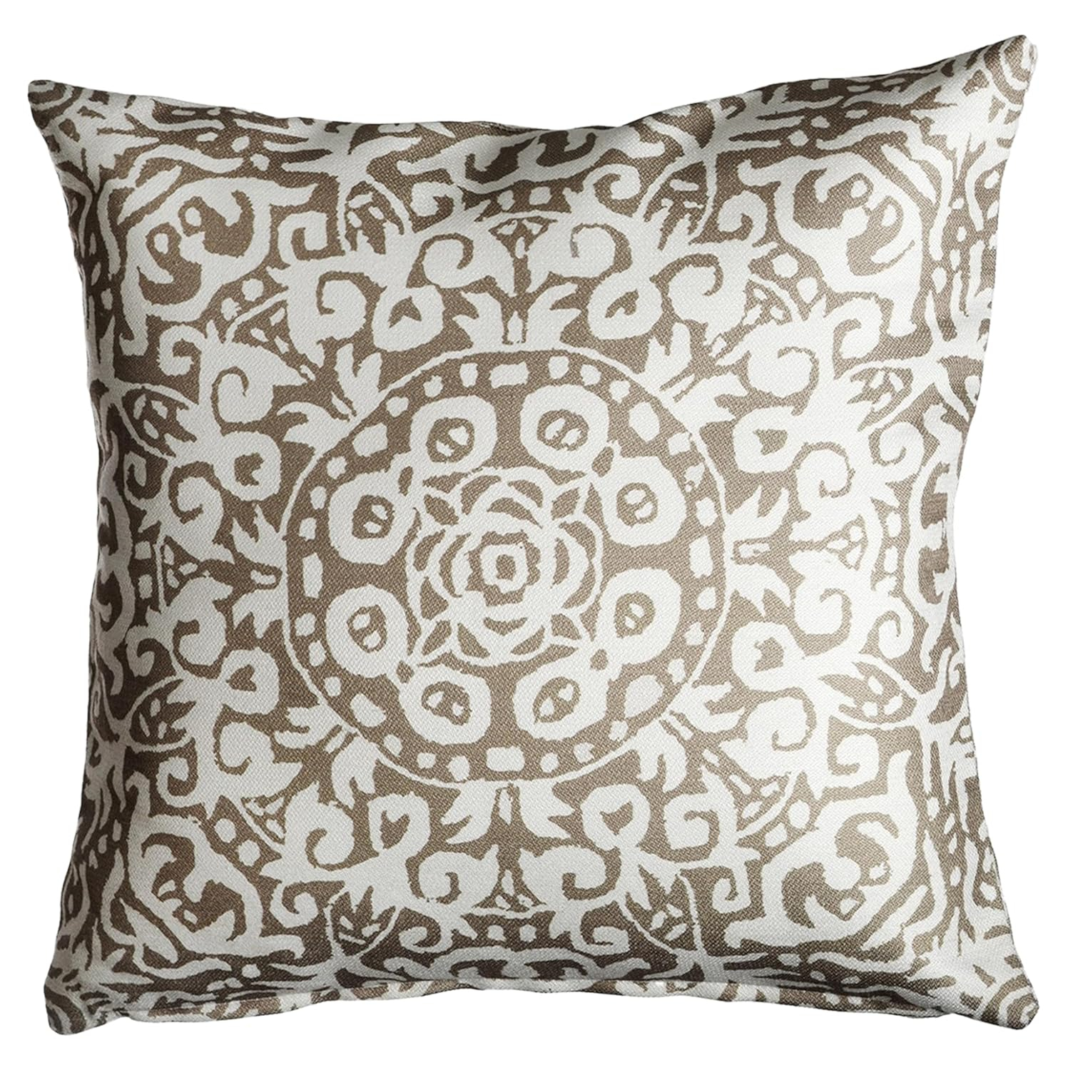 Fab Habitat Indoor/Outdoor Throw Pillow Made from Recycled Polyester Yarn - Double Sided, Stain Resistant, Machine Washable - Medallion - Patio, Deck, Porch, Living Room - Arley Khaki (20" x 20")