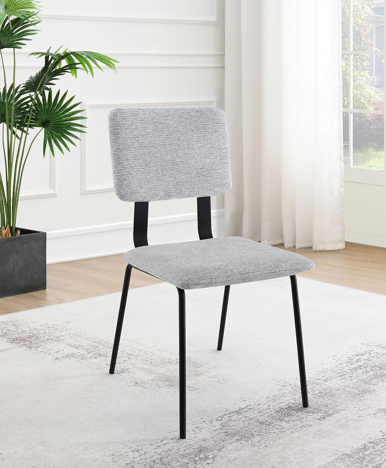 Coaster Calla Contemporary Fabric Upholstered Dining Side Chair in Gray