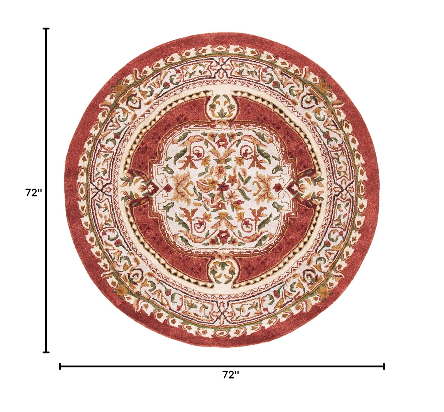 SAFAVIEH Classic Flanagan Floral Bordered Wool Area Rug, Burgundy, 6' x 6' Round