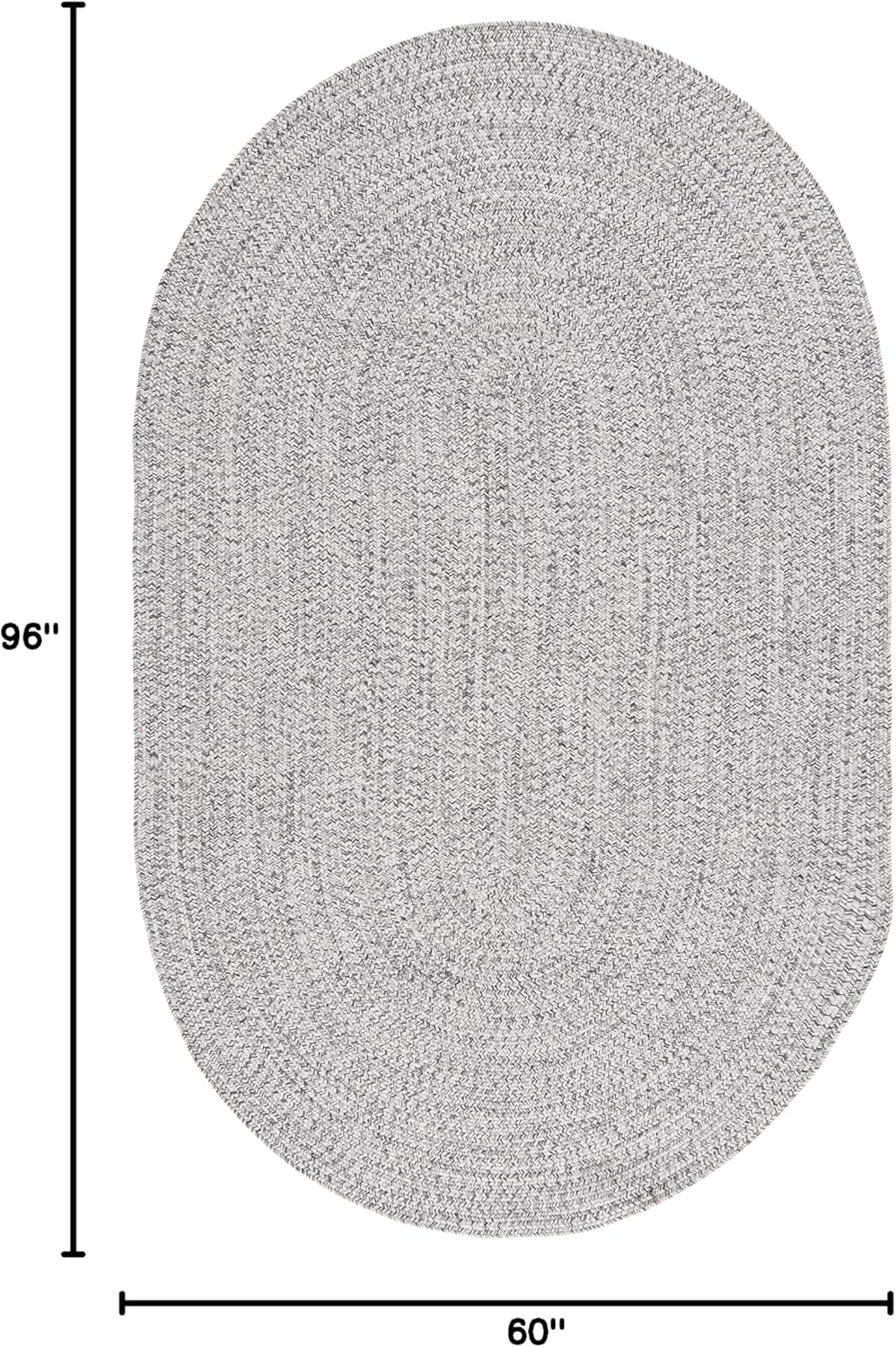 SAFAVIEH Braided Gino Distressed Machine Washable Reversible Area Rug, Grey/Ivory, 5' x 8' Oval