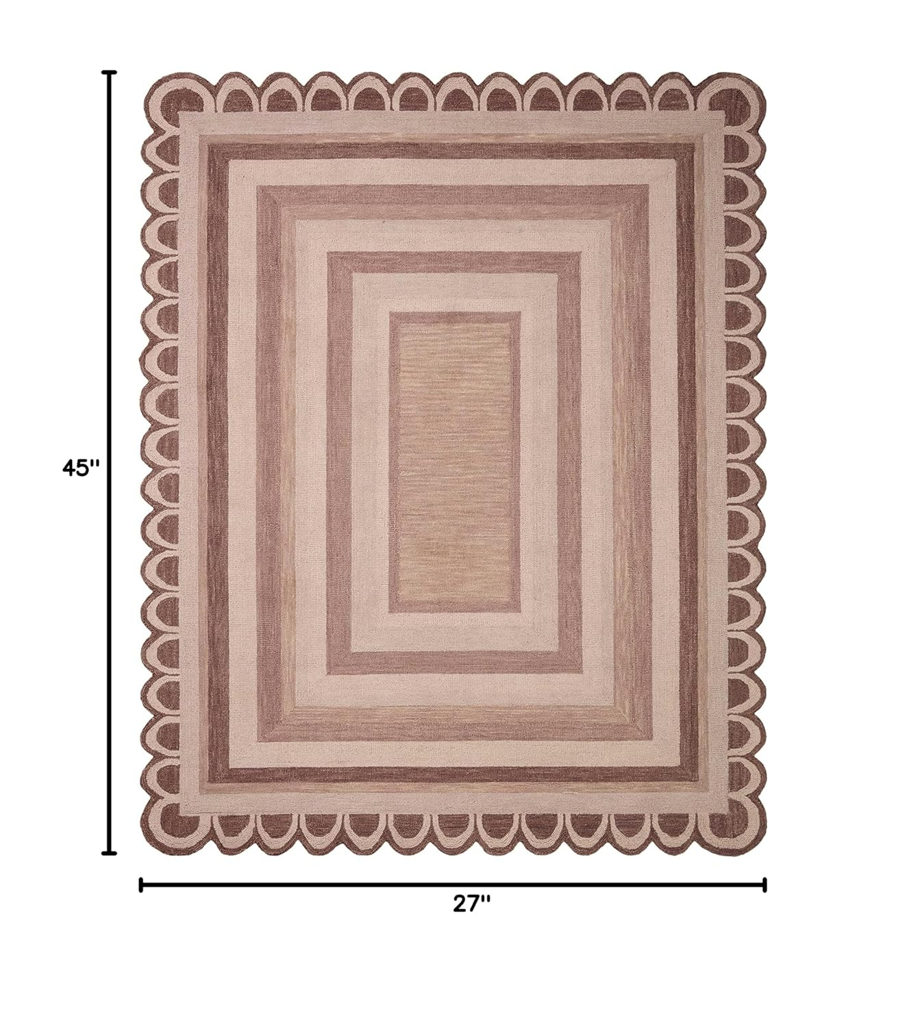 Handmade Clay Blush Whimsical Wool 45" x 27" Accent Rug