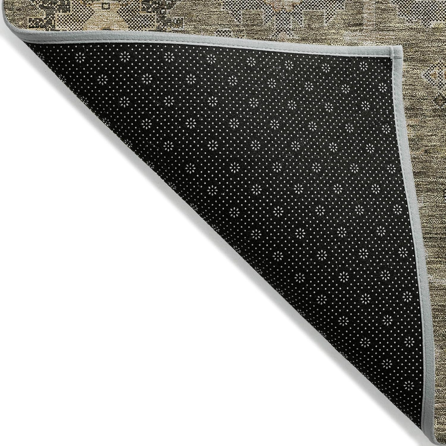 Brown Rectangular Synthetic Flat Woven Washable Area Rug