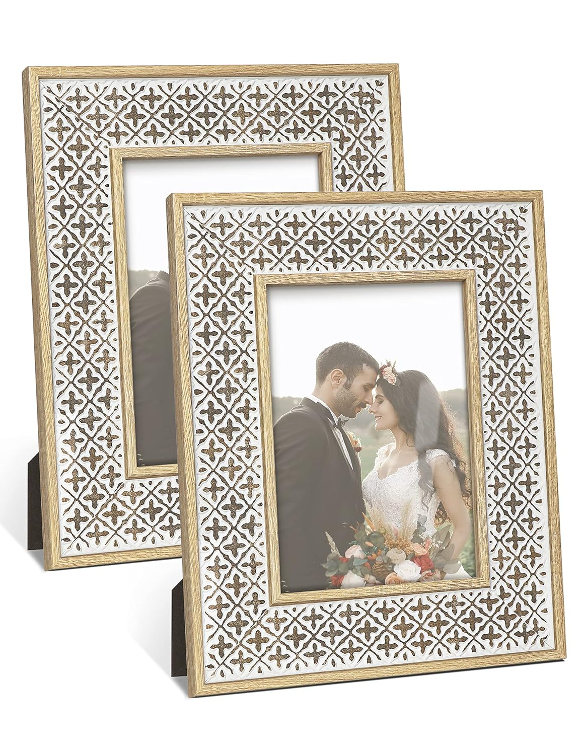 Afuly 5x7 Picture Frame Boho Picture Frames 3D Cross Pattern Distressed Moroccan Photo Frame Wall Desk Bohemia Home Office Decor Wedding Birthday Gifts for Mom Woman Grandma