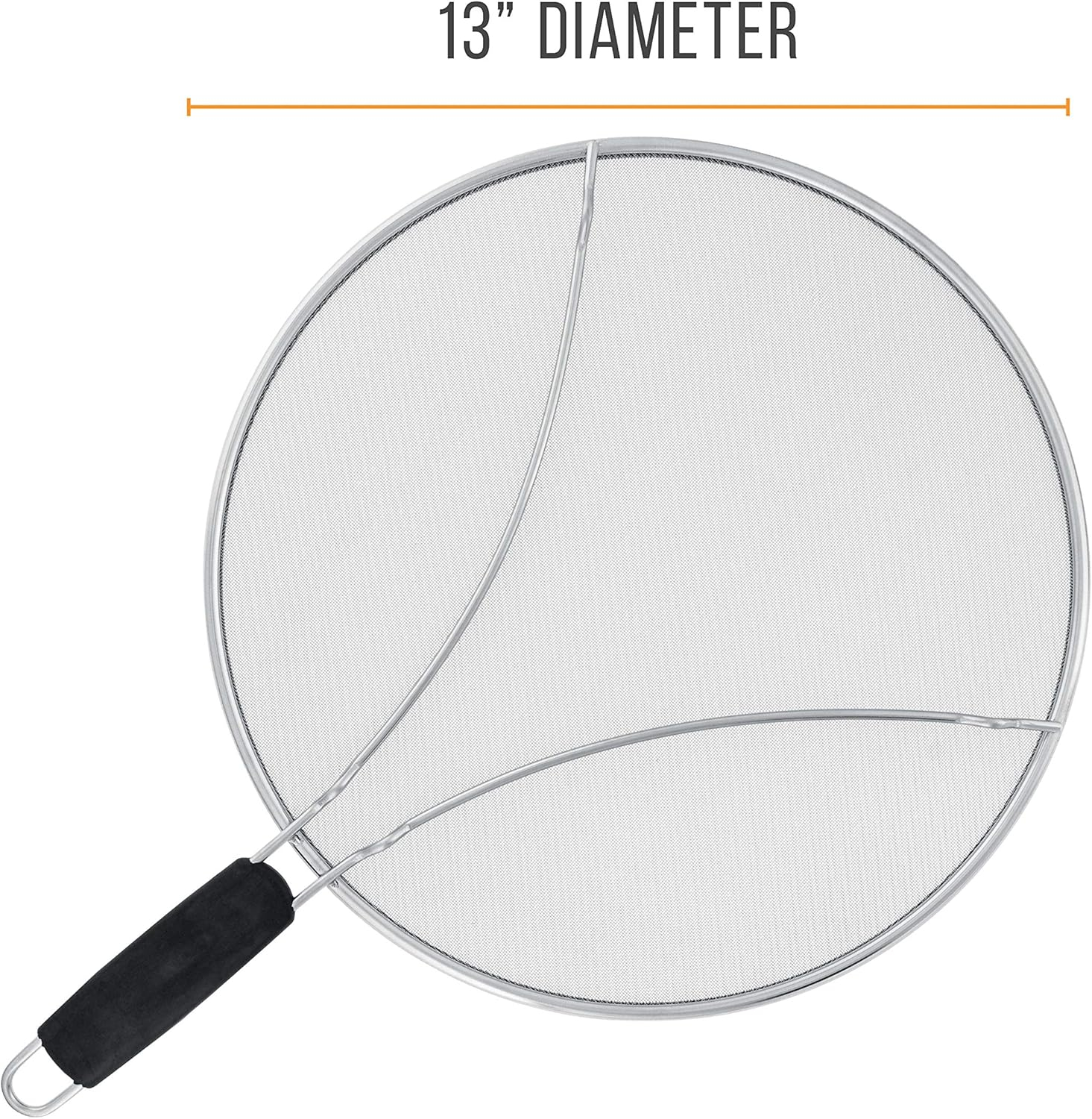 U.S. Kitchen Supply 13" Stainless Steel Fine Mesh Splatter Screen with Comfort Handle and Resting Feet
