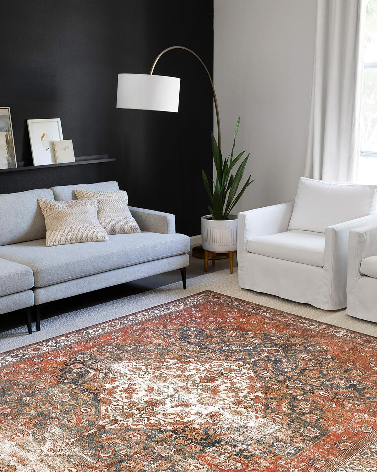 Layla Ocean Multicolor Synthetic Rectangular Accent Rug