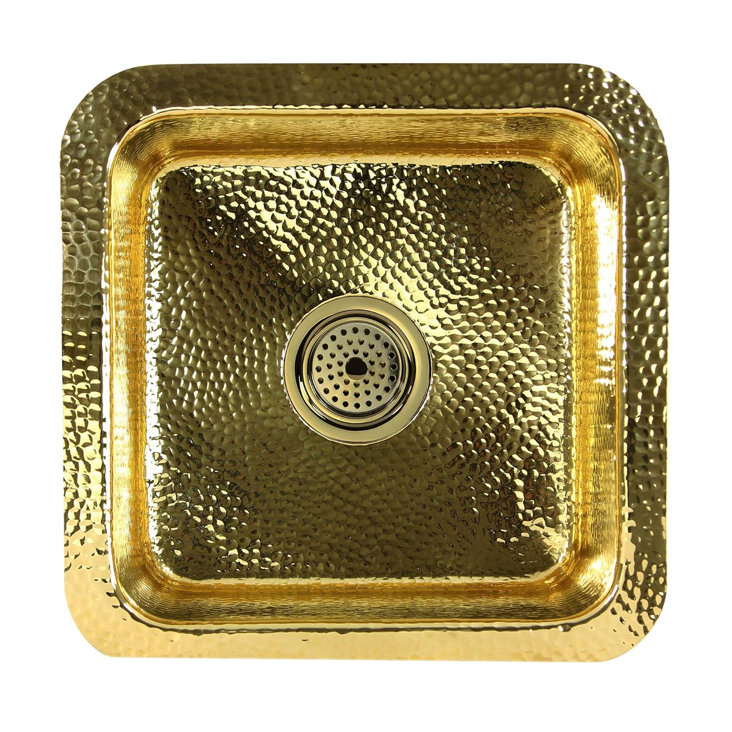 Polished Brass Kitchen Sink Basket Strainer Drain, 3.5 Inch
