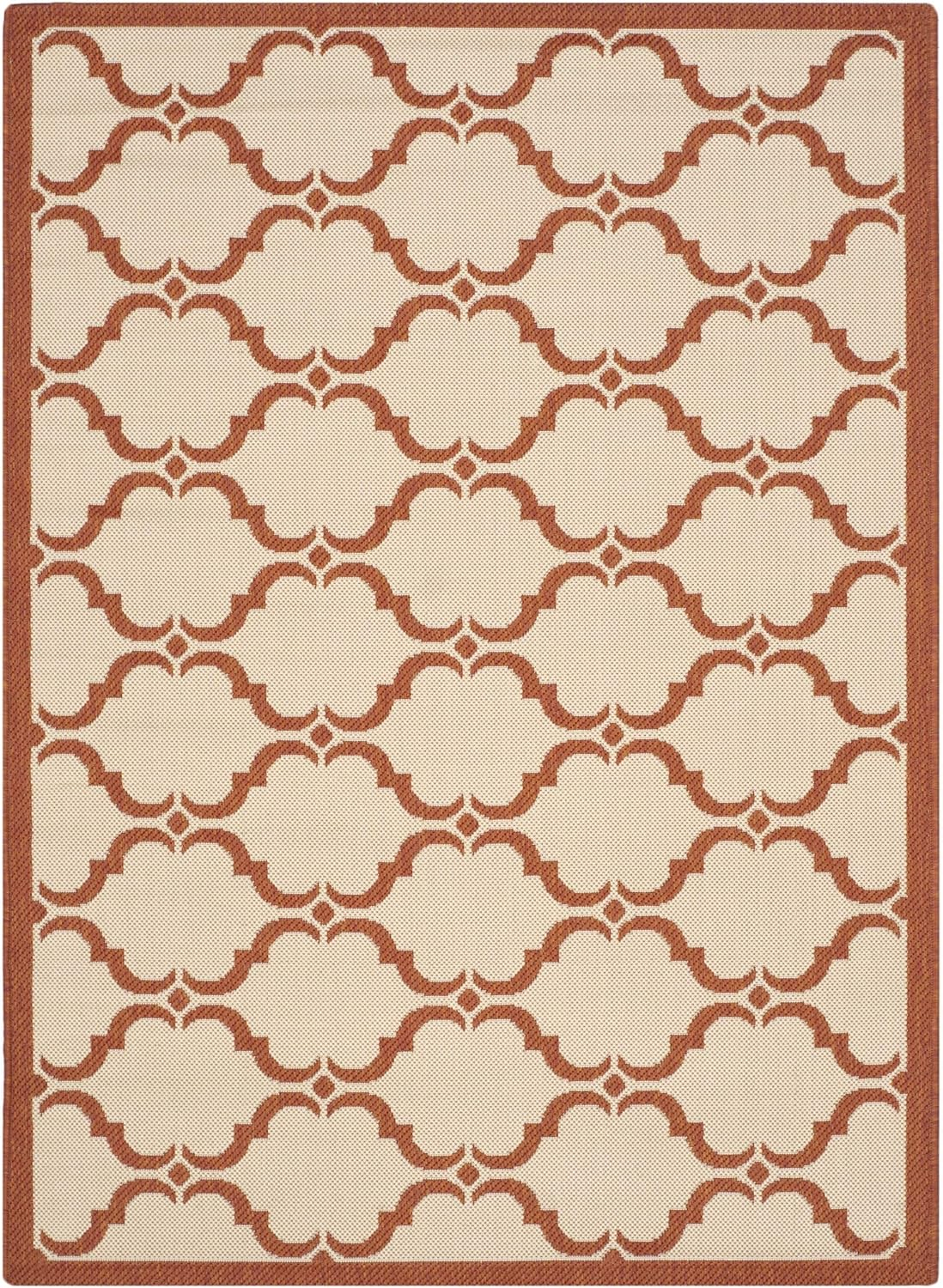 SAFAVIEH Courtyard Collection Accent Rug - 4' x 5'7", Beige & Terracotta, Trellis Design, Non-Shedding & Easy Care, Indoor/Outdoor & Washable-Ideal for Patio, Backyard, Mudroom (CY6009-231)