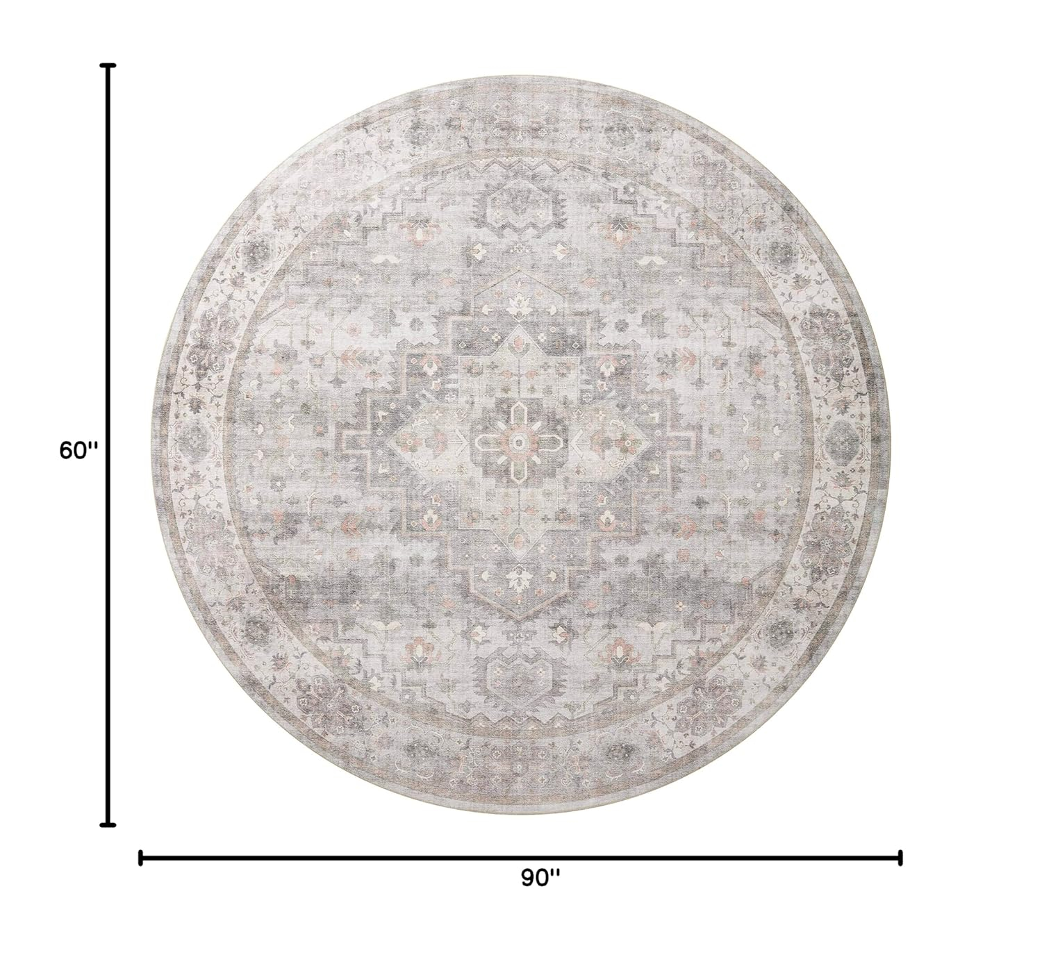 Loloi II Heidi Collection HEI-02 Dove / Blush, Oriental Area Rug 5'-0" x 7'-6"