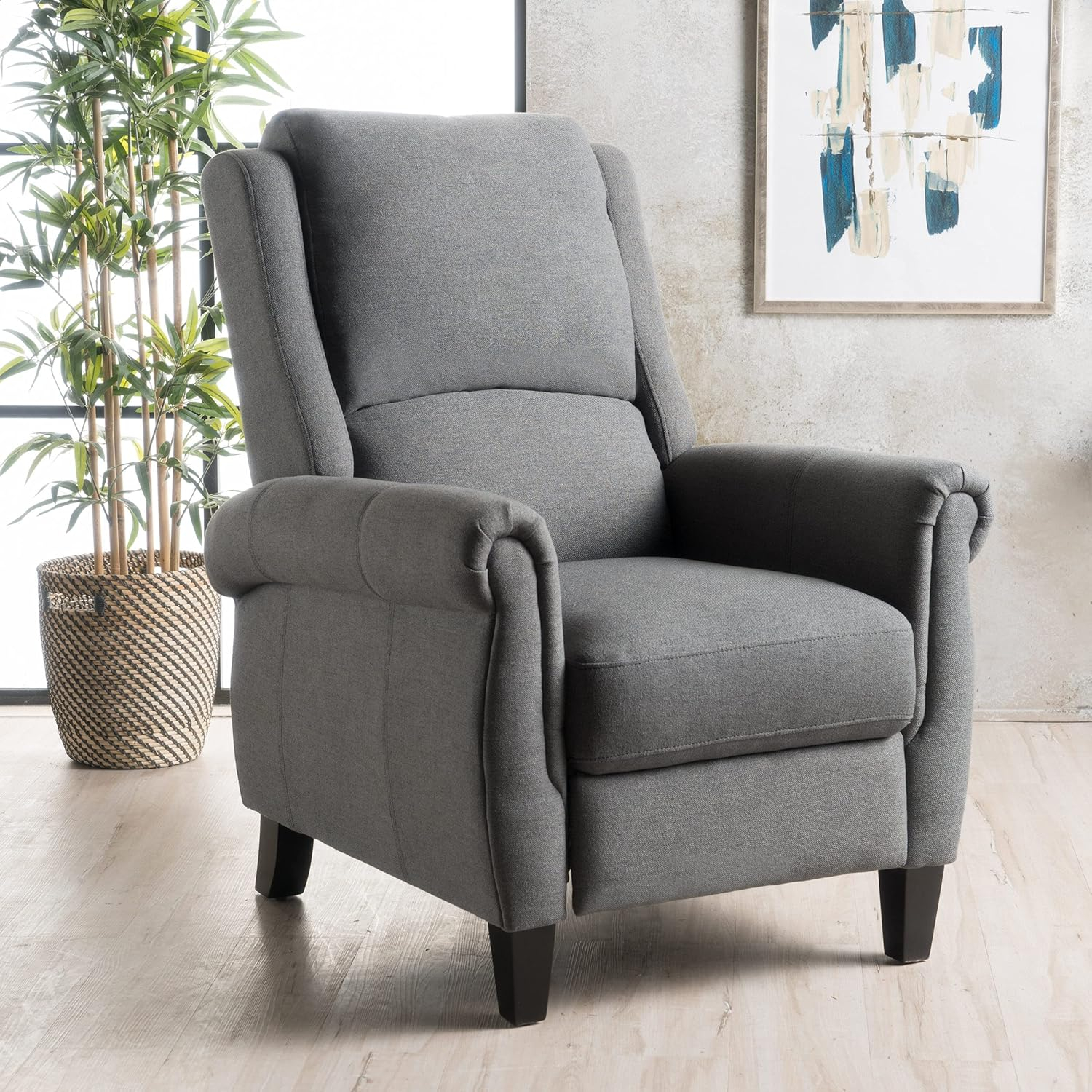 Harrah Fabric Recliner, Charcoal