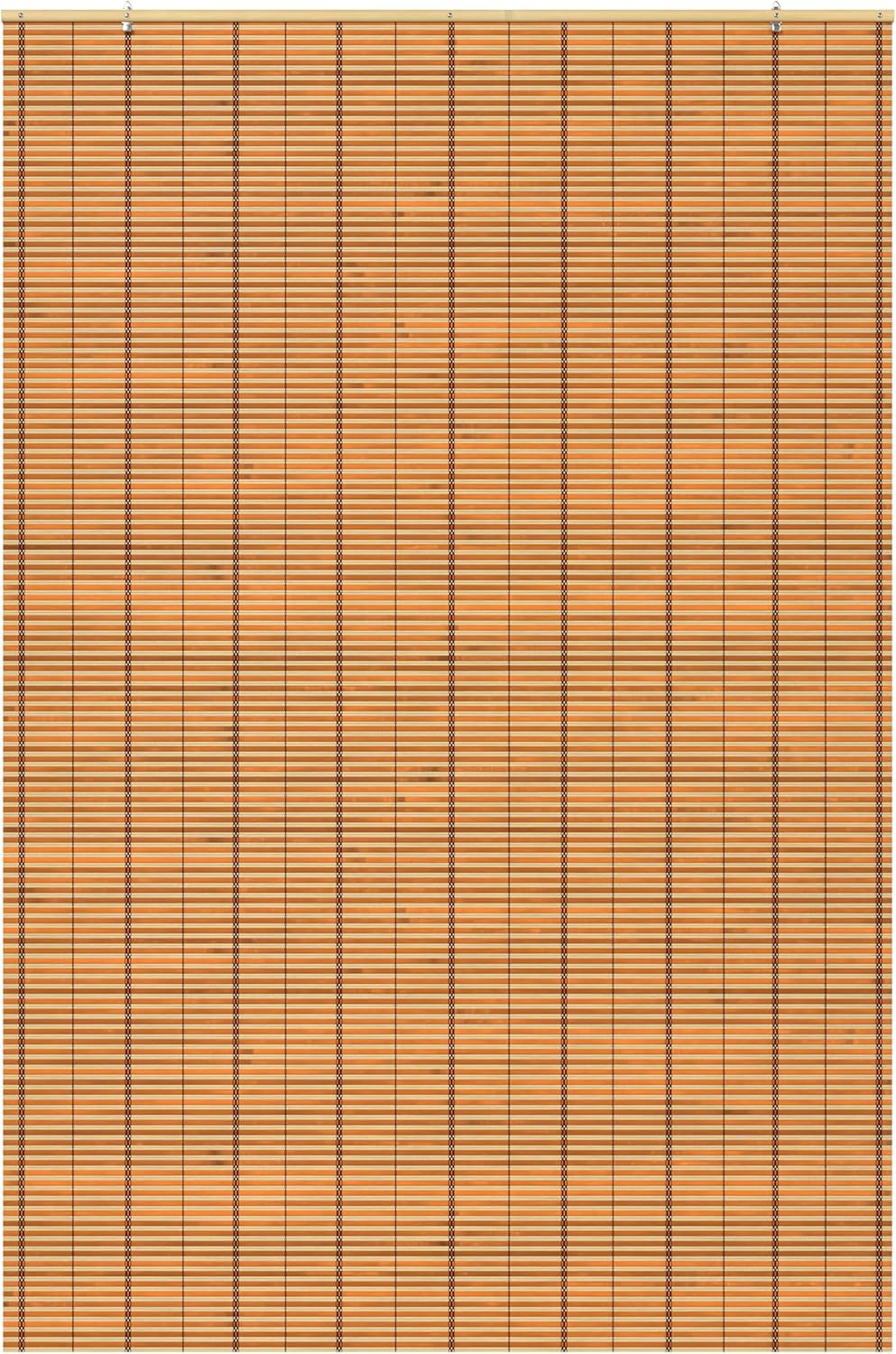 Burnt Bamboo Cordless Window Shade - Two-tone Honey 48" W