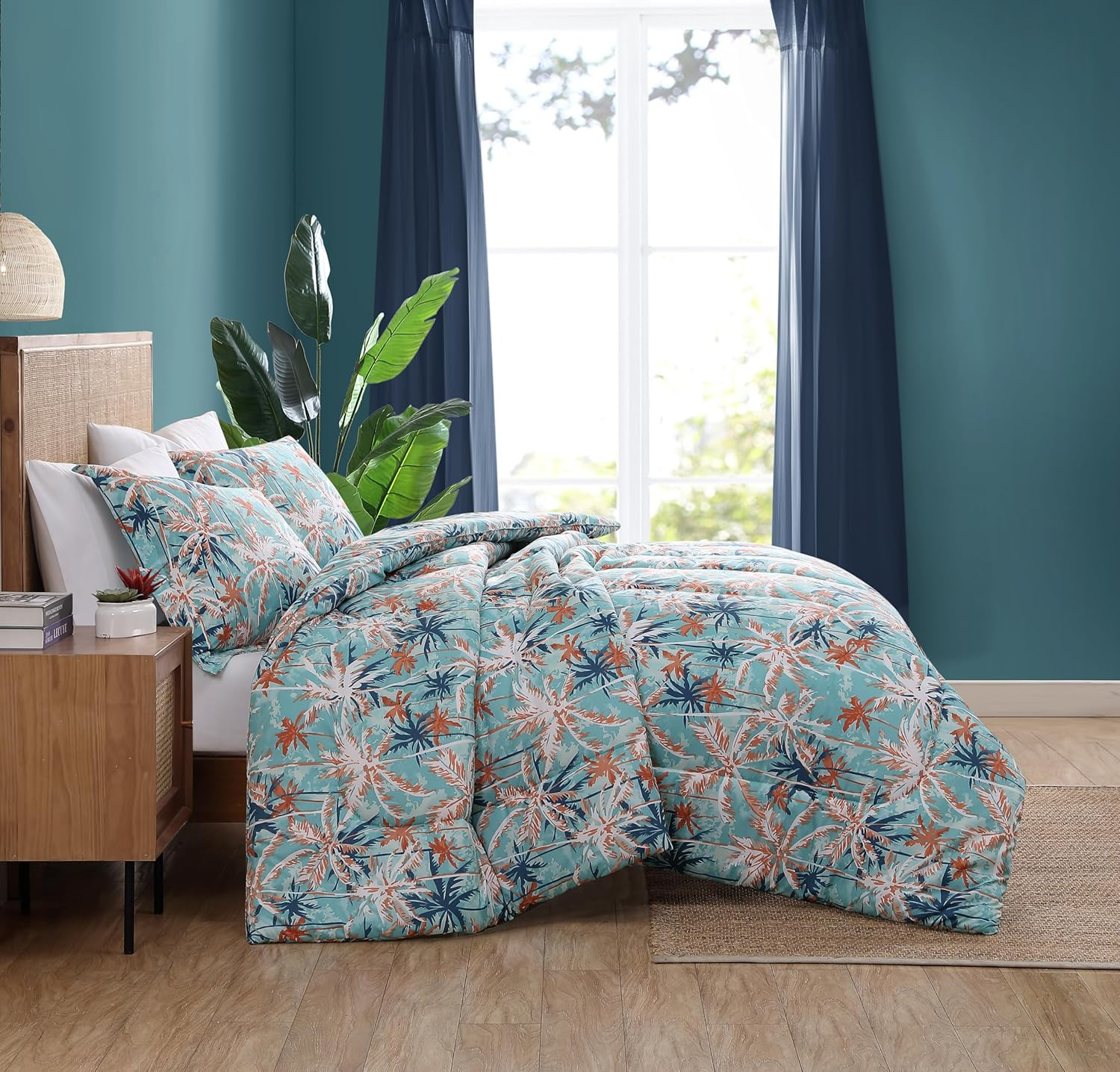 Caribbean Joe  3PC Comforter Set Full - Queen - Pink Palms