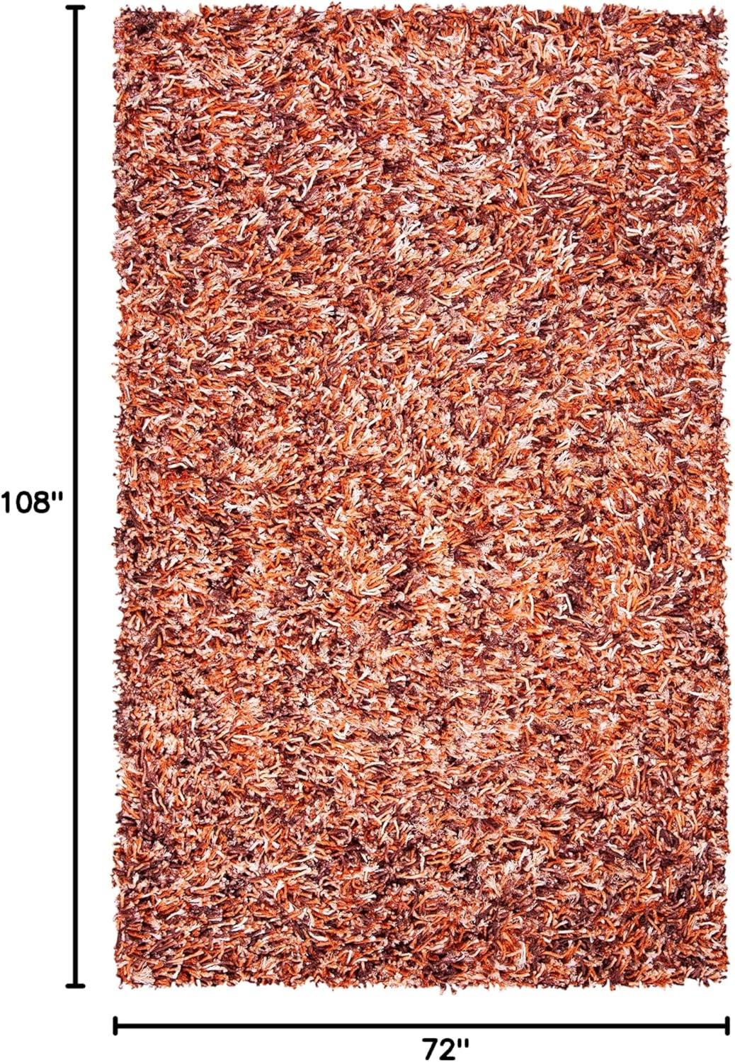 SAFAVIEH Rio Kynaston Solid Polyester Shag Area Rug, Rust/Ivory, 6' x 9'