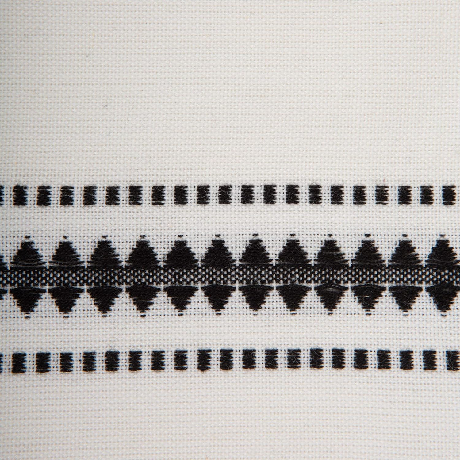 DII Zig Dobby Tabletop Collection, White Cotton Background with Embellished Stripe, Napkin Set, Black, 6 Count