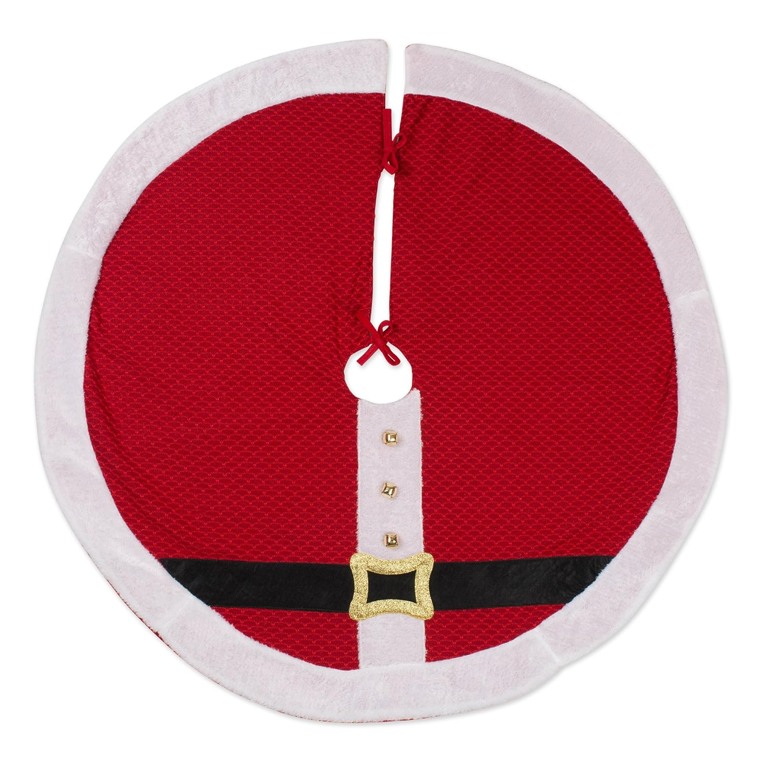DII 42" Modern Fabric Santa's Holiday Decor Tree Skirt in Red/White