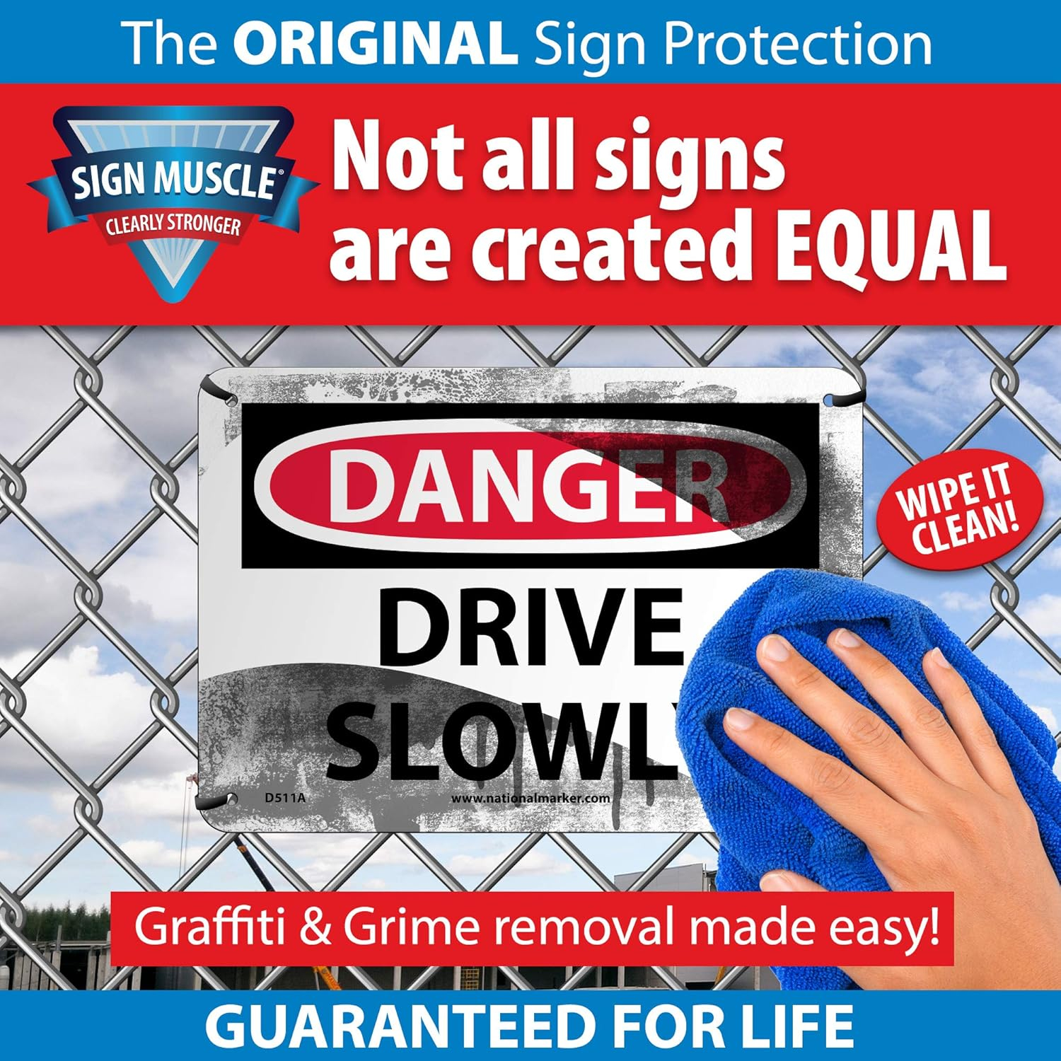 NMC TS110RB OSHA Sign, "THINK SAFETY FIRST", 14" Width x 10" Height, Rigid Plastic, Green/Black On White