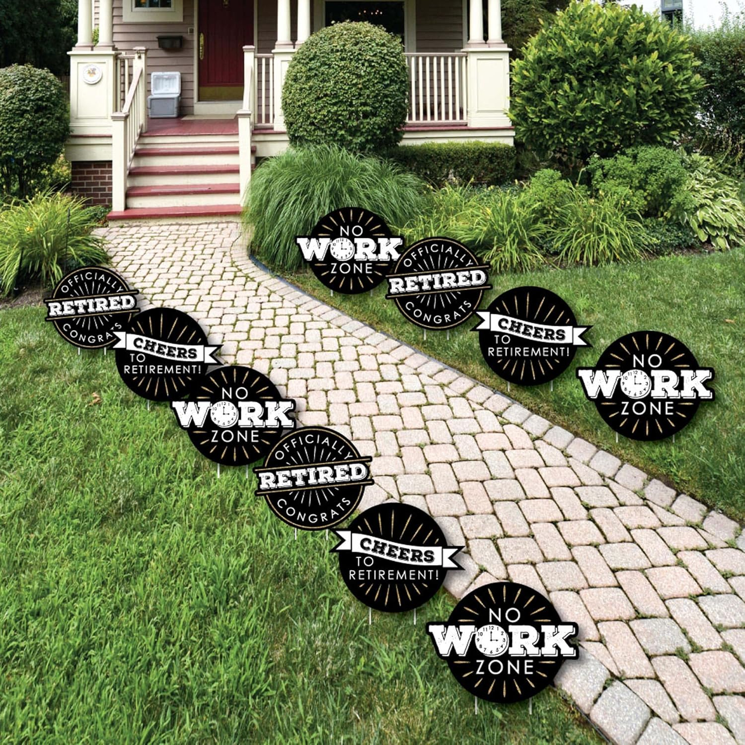 Big Dot of Happiness Happy Retirement - Lawn Decorations - Outdoor Retirement Party Yard Decorations - 10 Piece