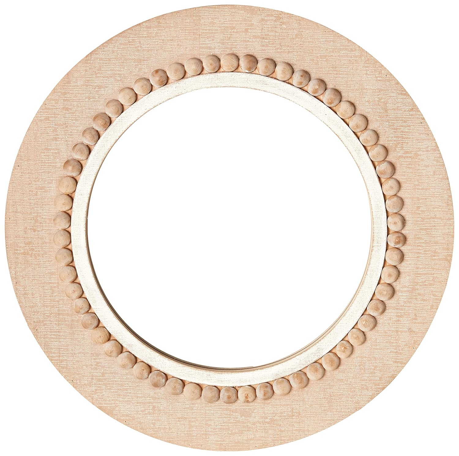 Creative Co-Op Round Wood Framed Wall Mirror, Natural