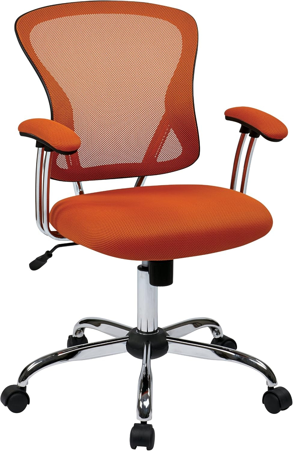 OSP Home Furnishings Juliana Mesh Back and Padded Seat Adjustable Task Chair with Padded Arms and Chrome Accents, Purple