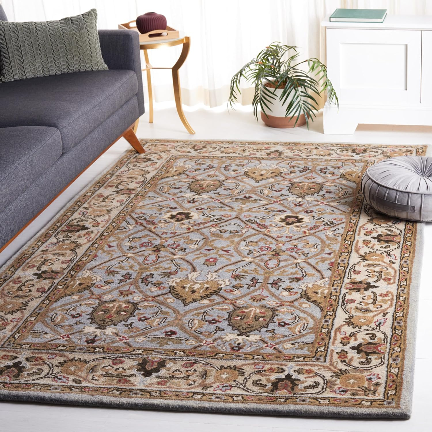 SAFAVIEH Persian Legend Adrian Floral Bordered Wool Area Rug, Brown/Beige, 4' x 6'