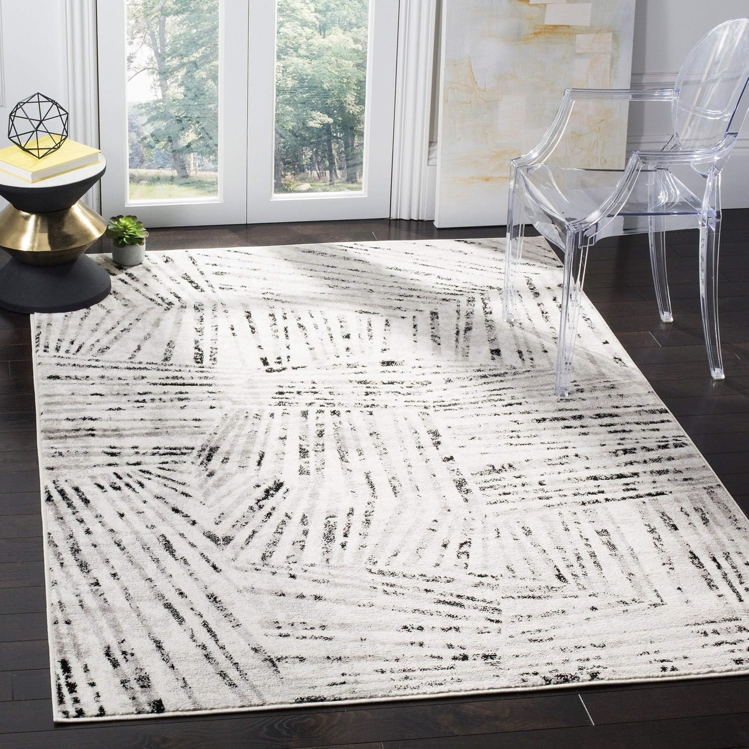 SAFAVIEH Skyler Carlene Geometric Area Rug, Grey/Ivory, 9' x 12'