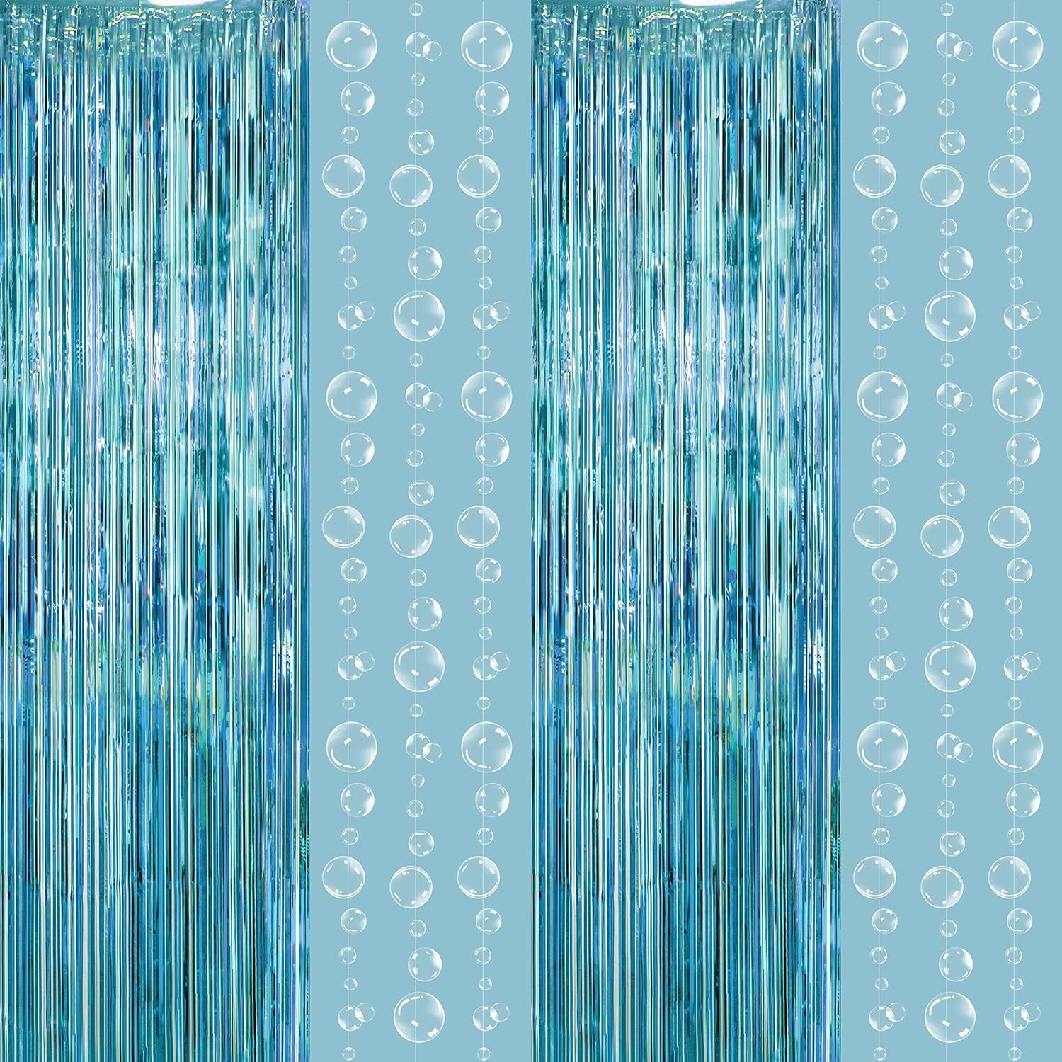 Decor365 Under The Sea STF9 Party Decorations Bubble Garland Backdrop Mermaid Streamer Ocean Theme Foil Fringe Curtain Beach Baby Shower Spongebob Birthday Decor Pool Party Supplies