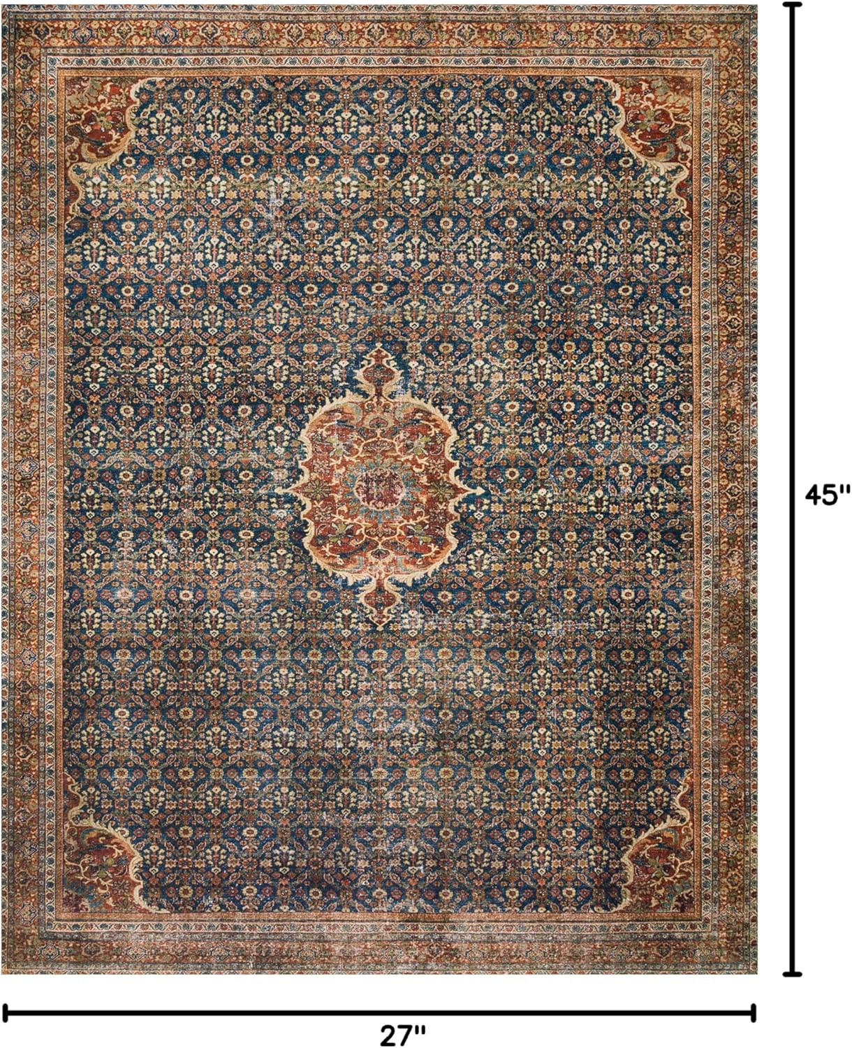 Layla Cobalt Blue and Spice Synthetic Rectangular Area Rug