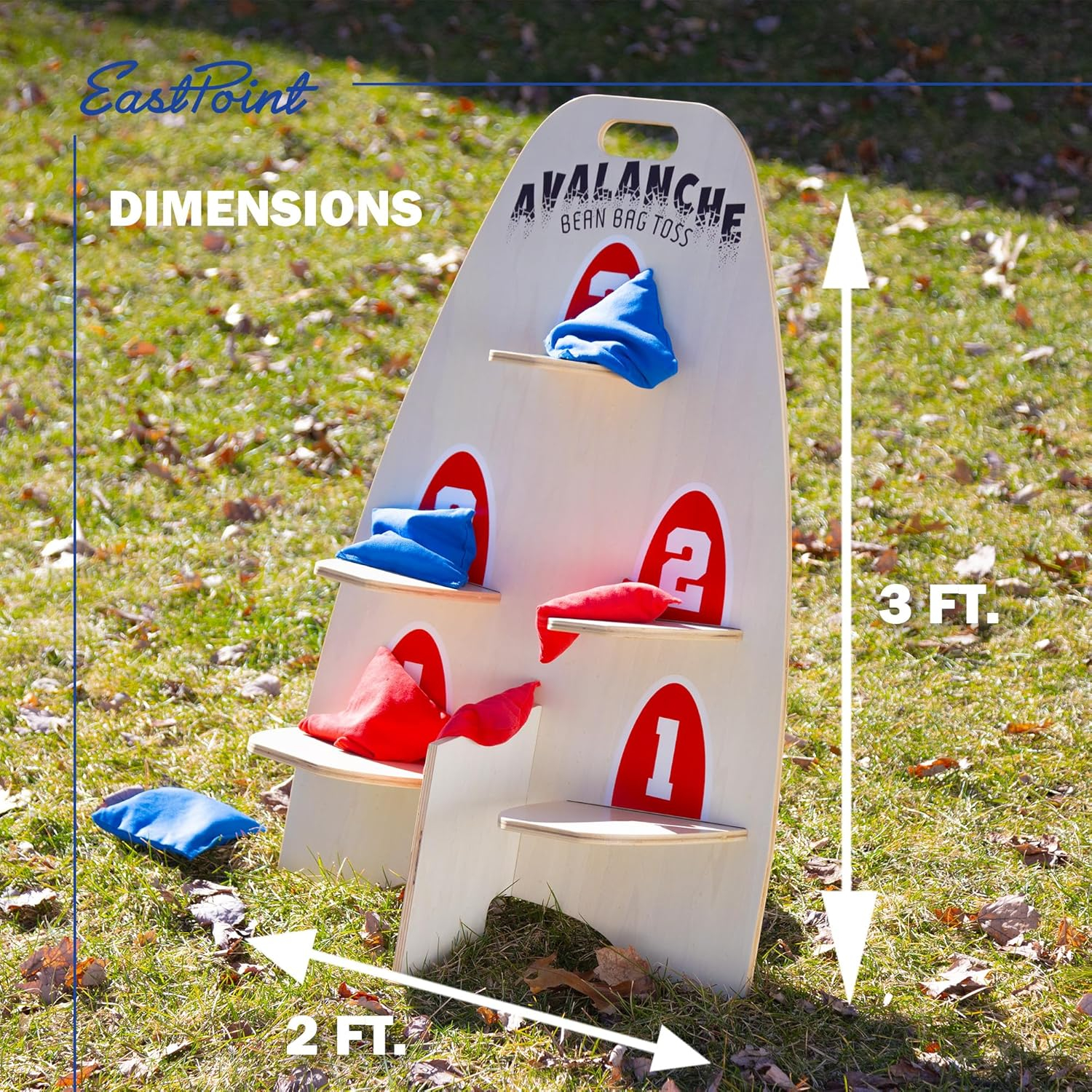 EastPoint Sports 2-in-1 Avalanche Toss and Ring Toss Game, Wooden Outdoor Game, Includes 6 Bean Bags & 6 Rings