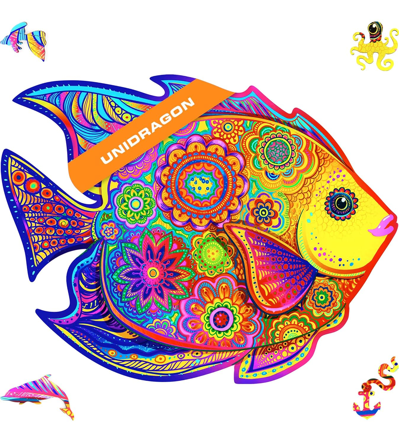 UNIDRAGON Shining Fish Wooden Jigsaw Puzzle S size 106 Pieces