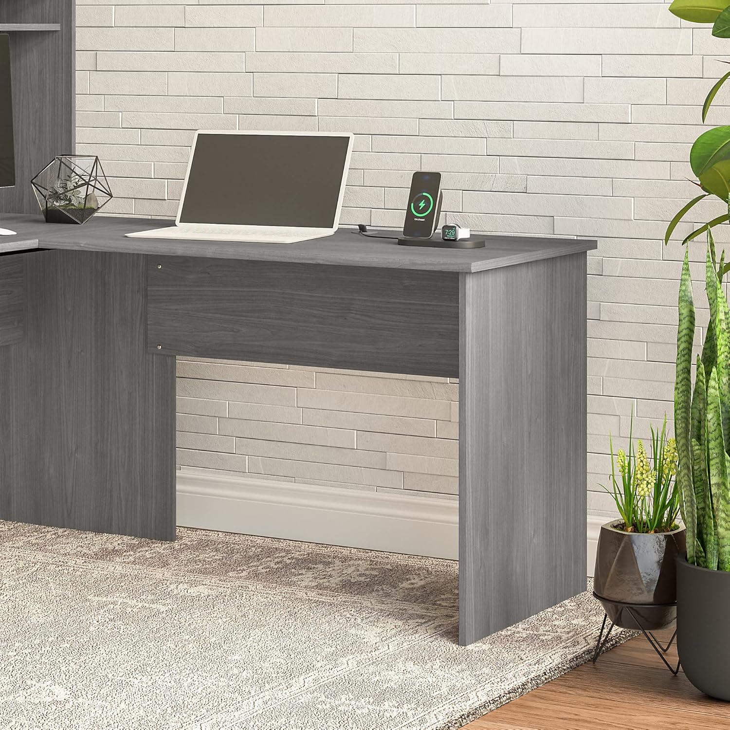 Bush Furniture Cabot 42W Shell Desk Return in Modern Gray