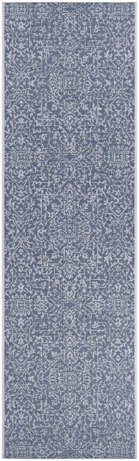 Couristan Monte Carlo Palmette Indoor/Outdoor Area Rug, 2'3" x 7'10" Runner, Navy-Ivory