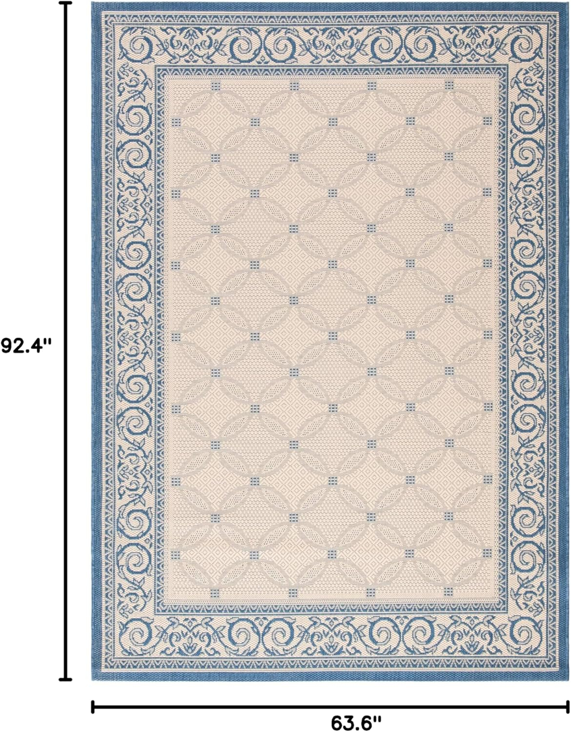 SAFAVIEH Courtyard Gaus Geometric Indoor/Outdoor Area Rug, 5'3" x 7'7", Red/Natural