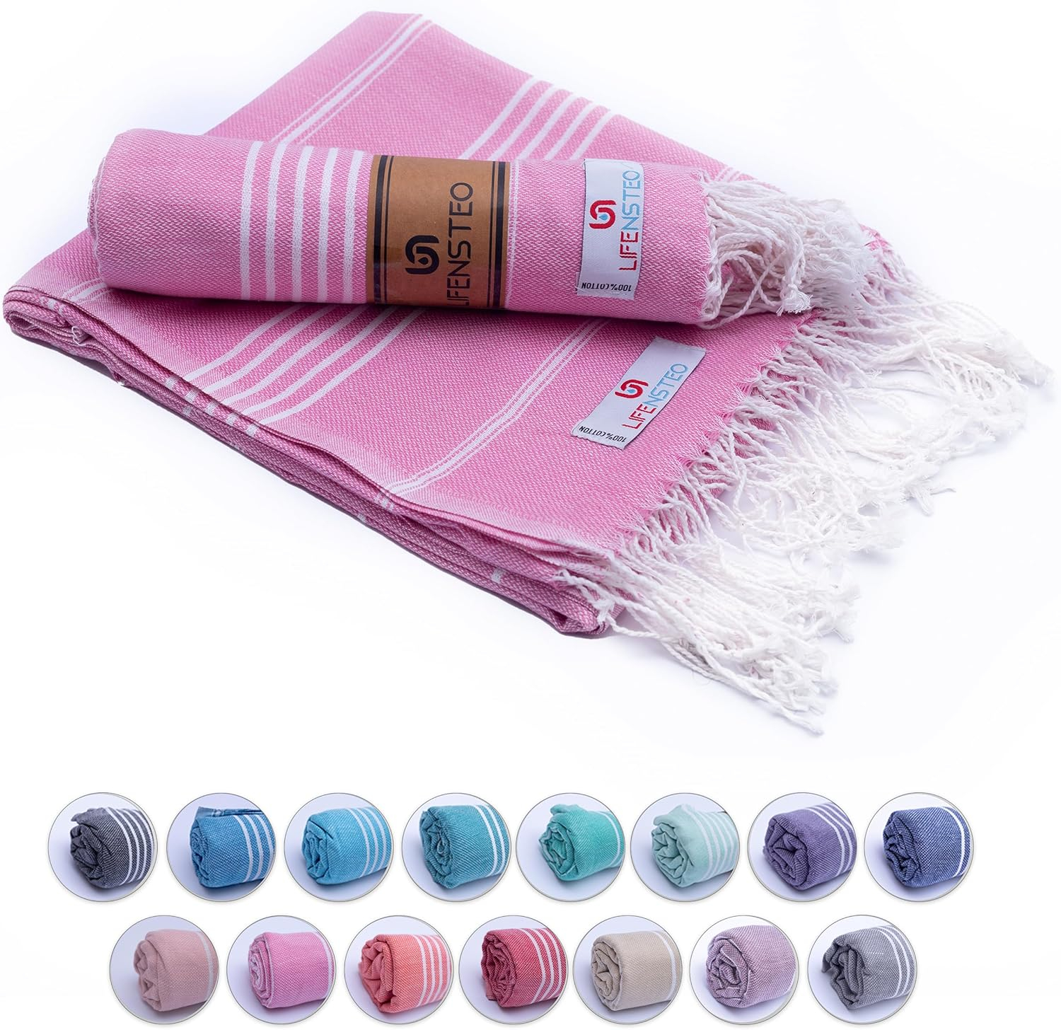 Turkish Beach Towel - 40x71 inch Oversized Sand Resistant Prewashed Turkish Towel - 100% Turkish Cotton Quick Drying, Compact, Lightweight Turkish Towel for Beach, Bath, Pool, Gym, Yoga