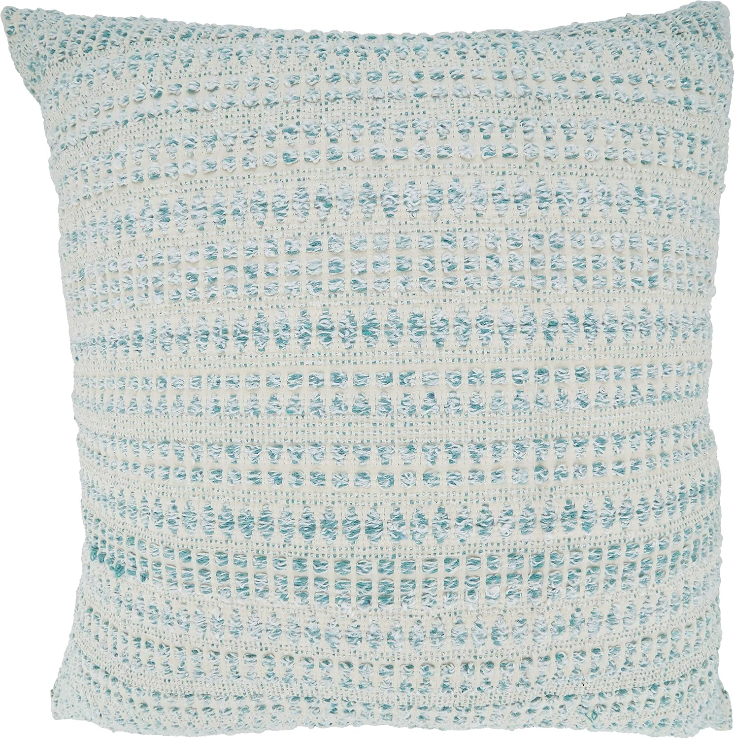 Fennco Styles Modern Woven Line Decorative Throw Pillow Cover 22" W x 22" L - Aqua Cushion Case for Home, Couch, Living Room, Bedroom and Office Décor