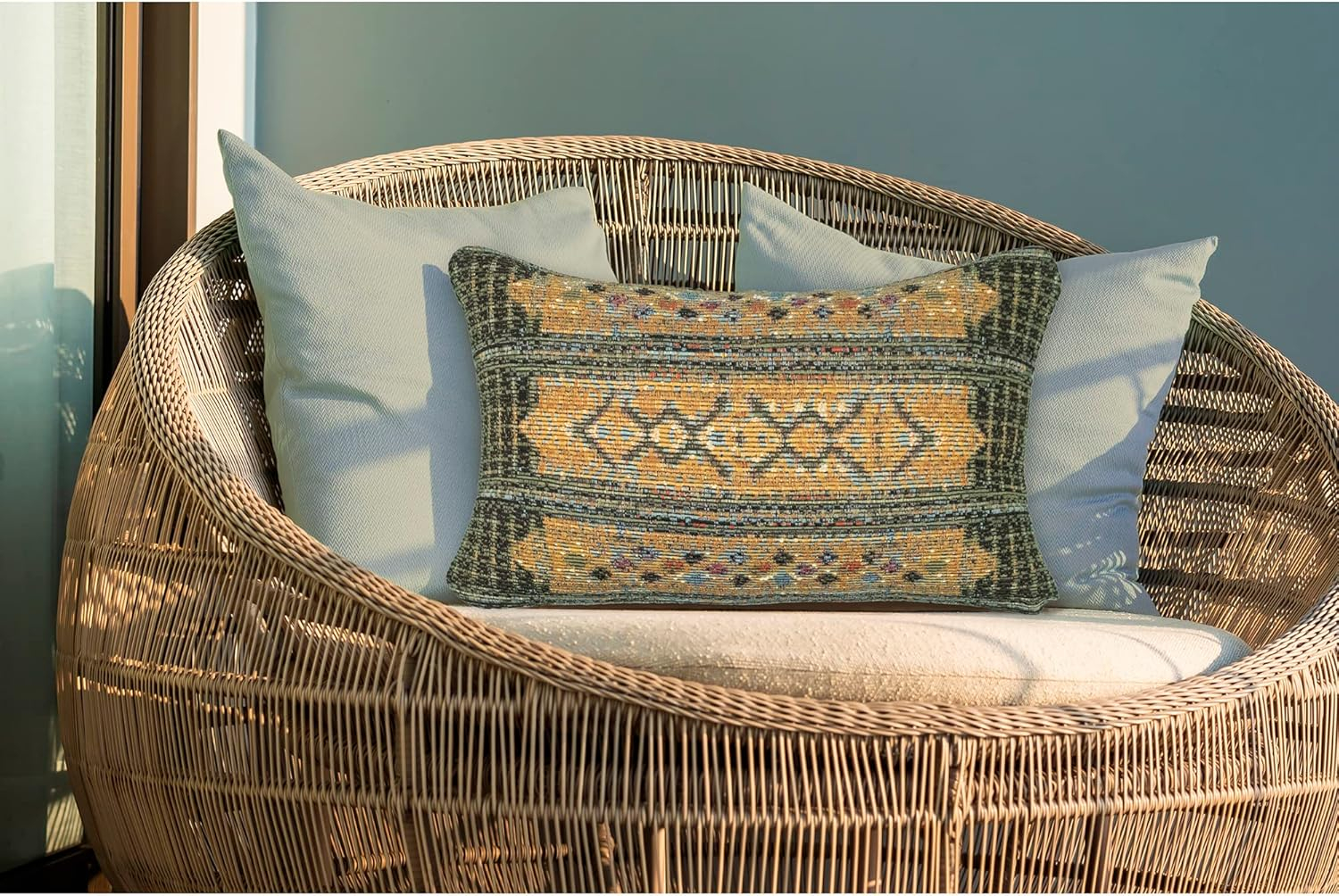Liora Manne Marina Tribal Stripe Indoor/Outdoor Pillow Green 12" x 18"