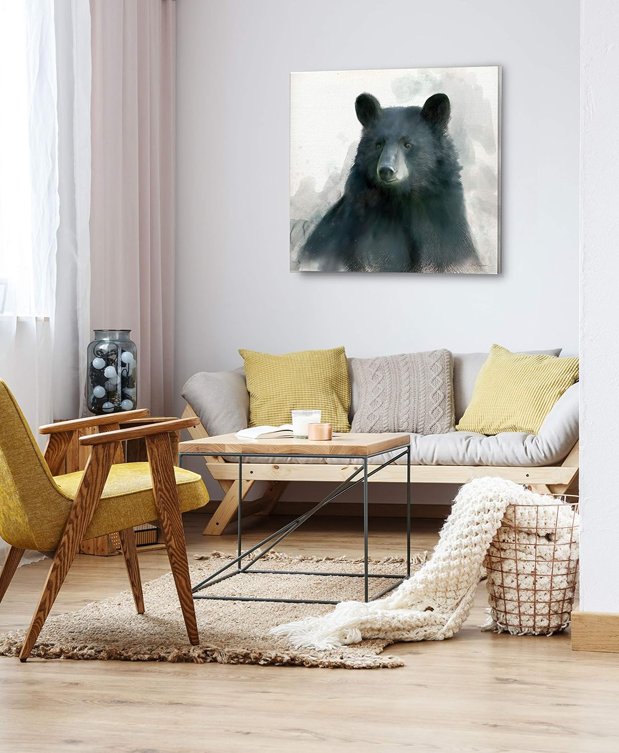 Wexford Home Rainsoft Bear -Gallery Wrapped Canvas - yellow, blue, green, red, black, white 32X32