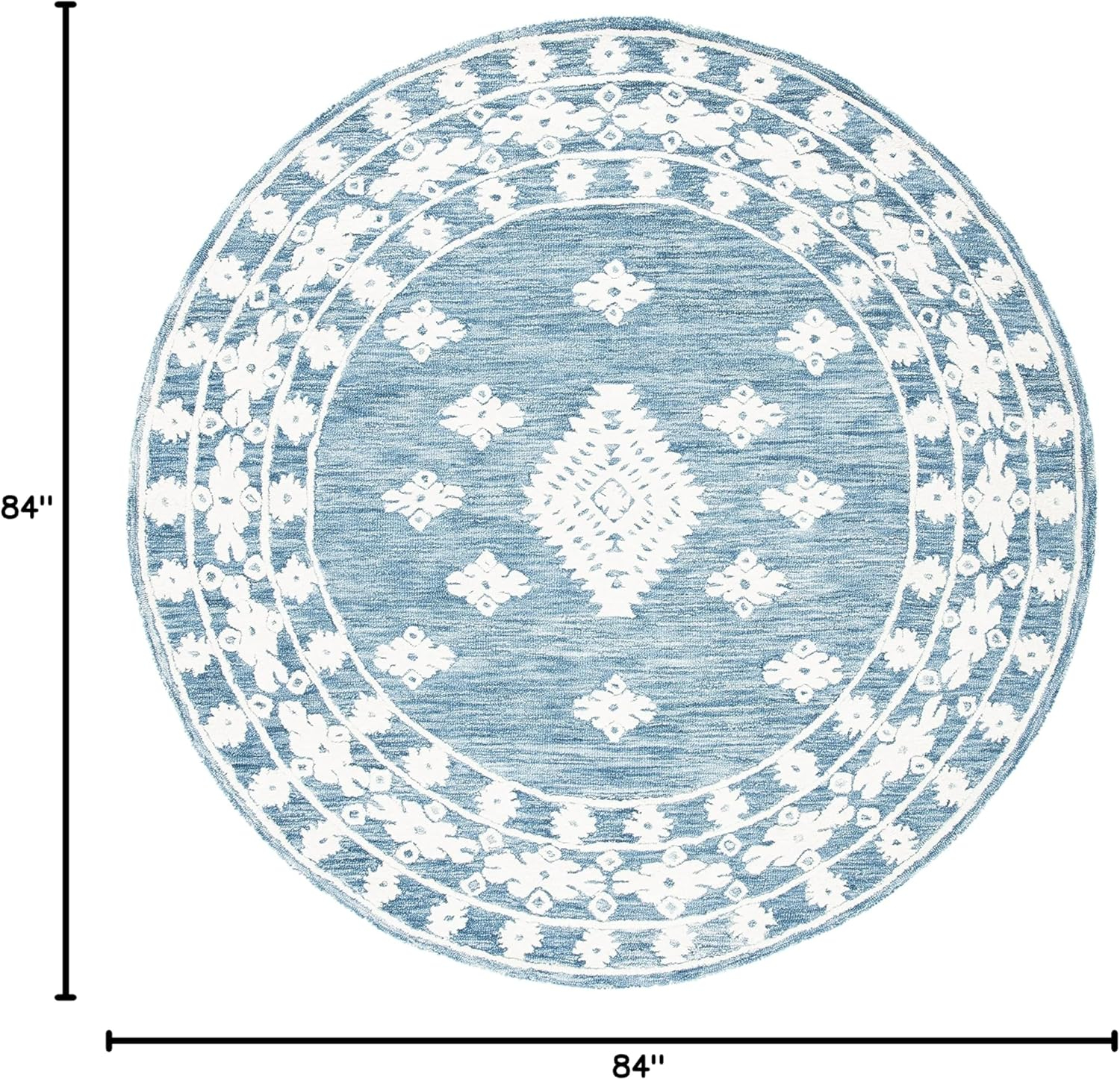 SAFAVIEH Aspen Kerry Geometric Area Rug, Blue/Ivory, 7' x 7' Round