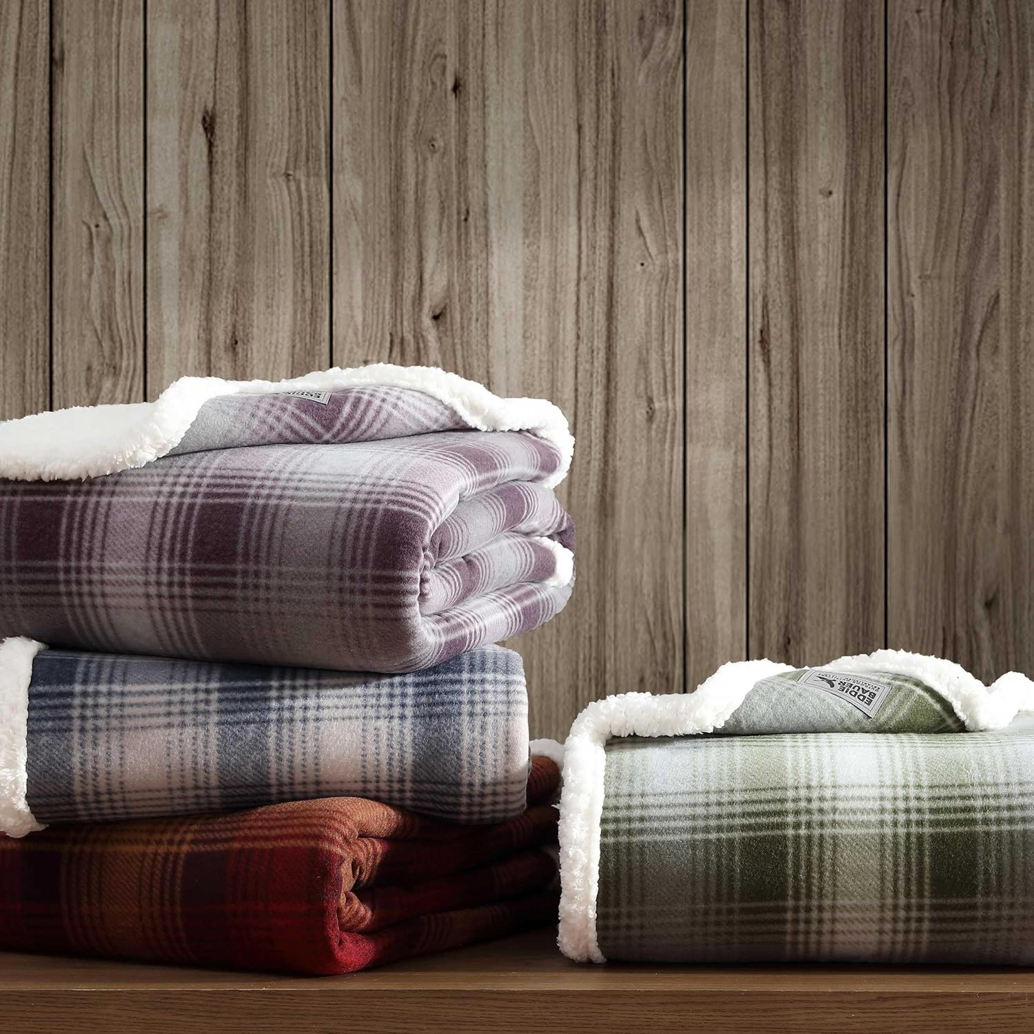 Eddie Bauer - Throw Blanket, Brushed Fleece Bedding with Sherpa Reverse, Soft & Cozy Plaid Home Decor for Bed or Couch (Nordic Plaid Green, Throw)