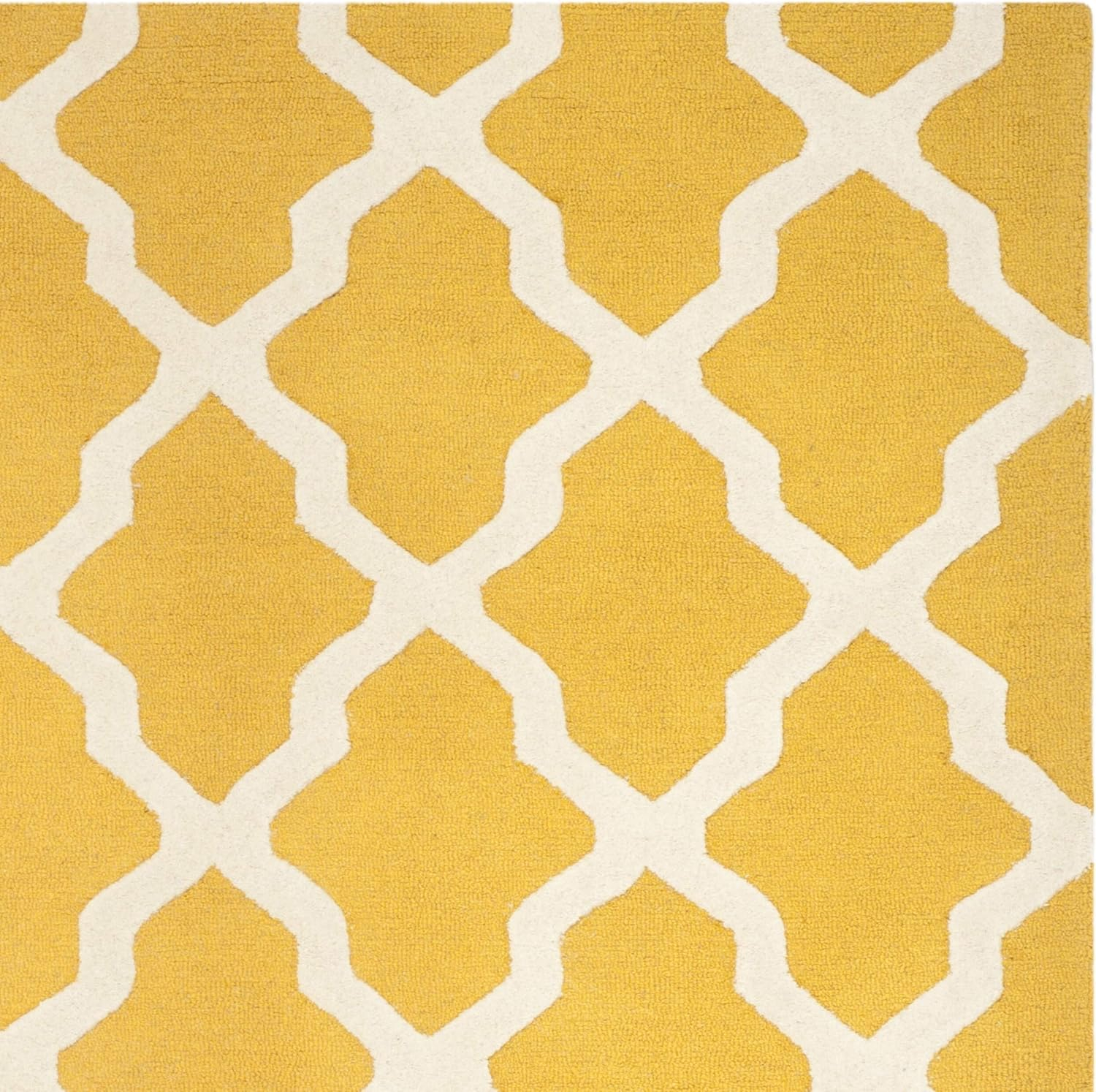 Handmade Gold and Ivory Wool Tufted 10' x 14' Rug