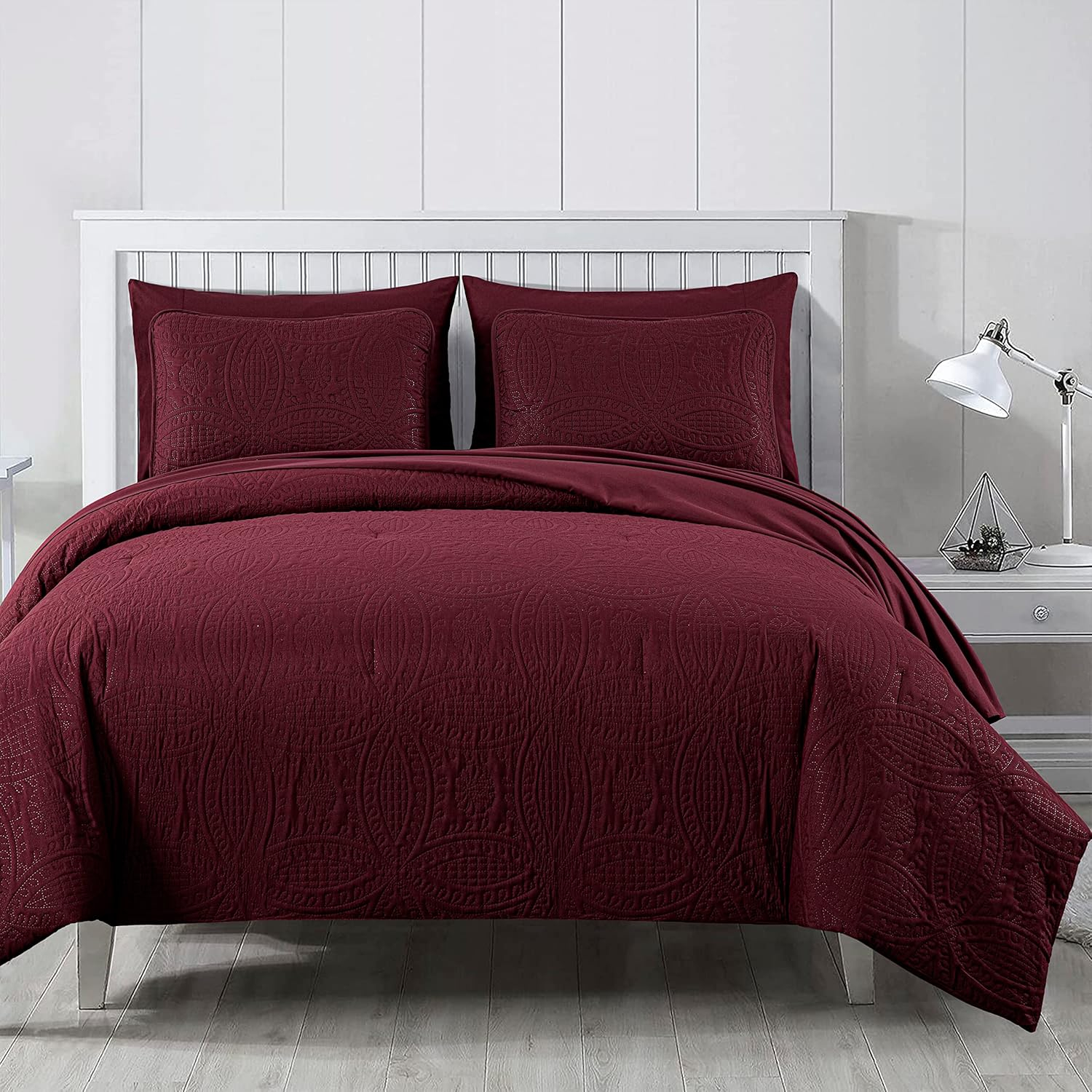 Burgundy King Microfiber Bed in a Bag Comforter Set