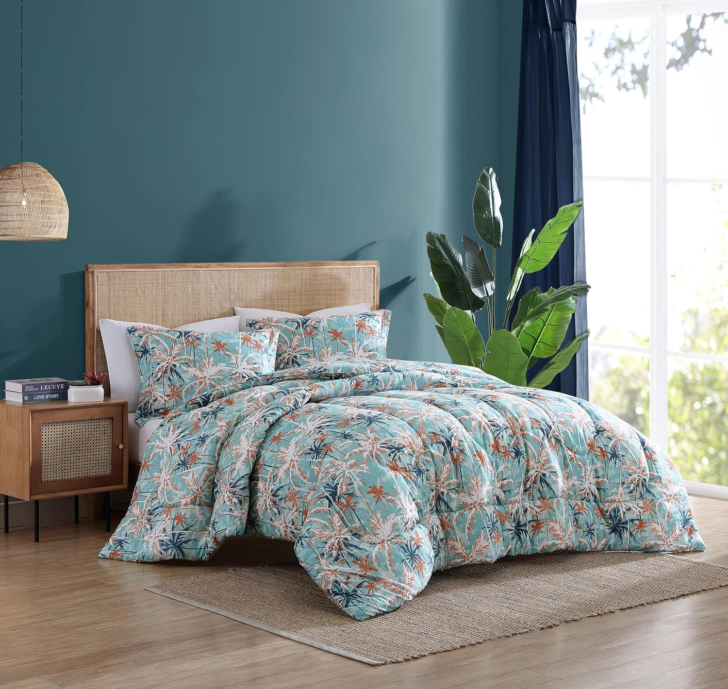 Caribbean Joe  3PC Comforter Set Full - Queen - Pink Palms