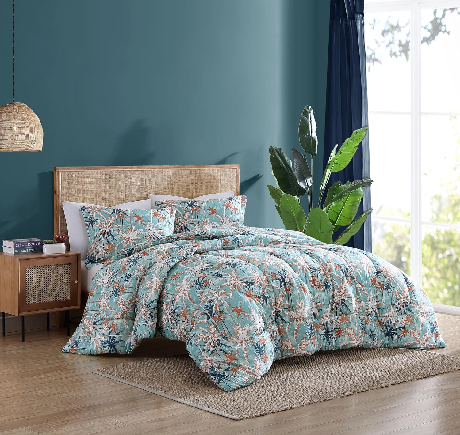 Caribbean Joe  3PC Comforter Set King - Pink Palms