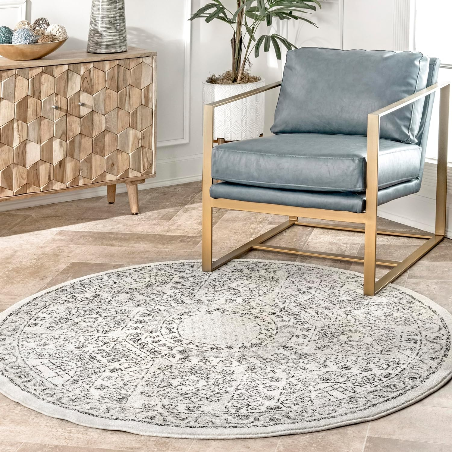 Reversible Gray Synthetic 8' x 10' Easy Care Area Rug