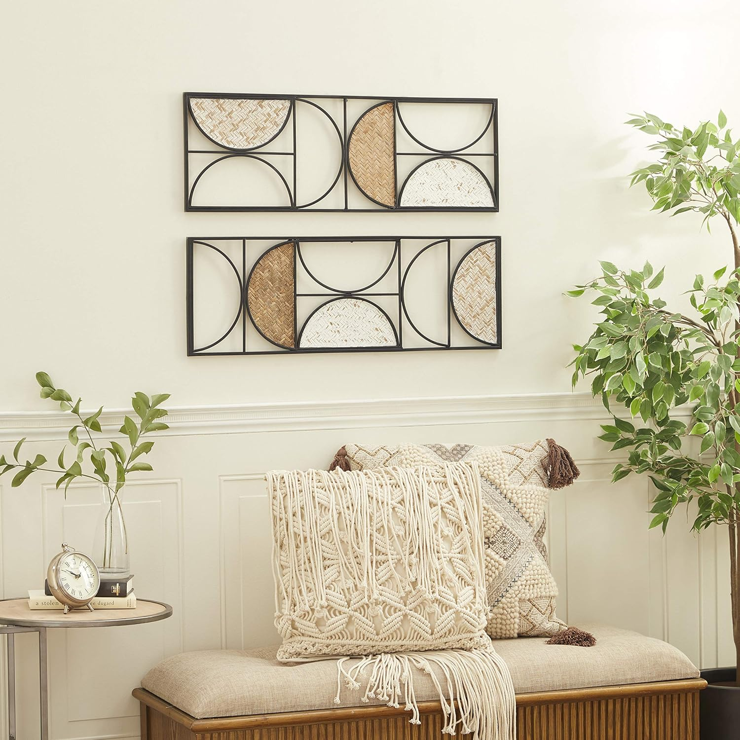 DecMode Brown Metal Contemporary Wall Decor, Set of 2