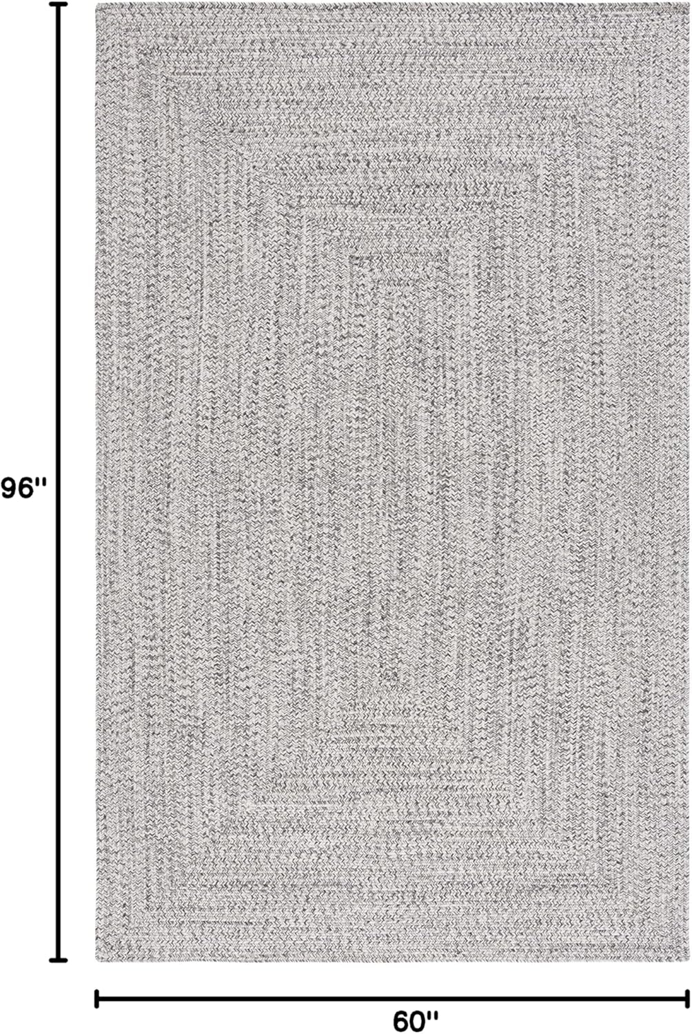 SAFAVIEH Braided Collection Area Rug - 5' x 8', Grey & Ivory, Handmade Farmhouse, Ideal for High Traffic Areas in Living Room, Bedroom (BRA201F)