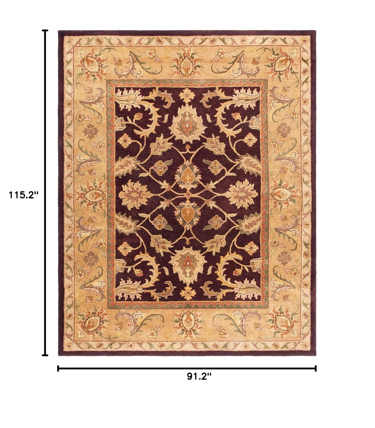 SAFAVIEH Classic Karolina Oriental Wool Area Rug, Dark Plum/Gold, 9'6" x 13'6"