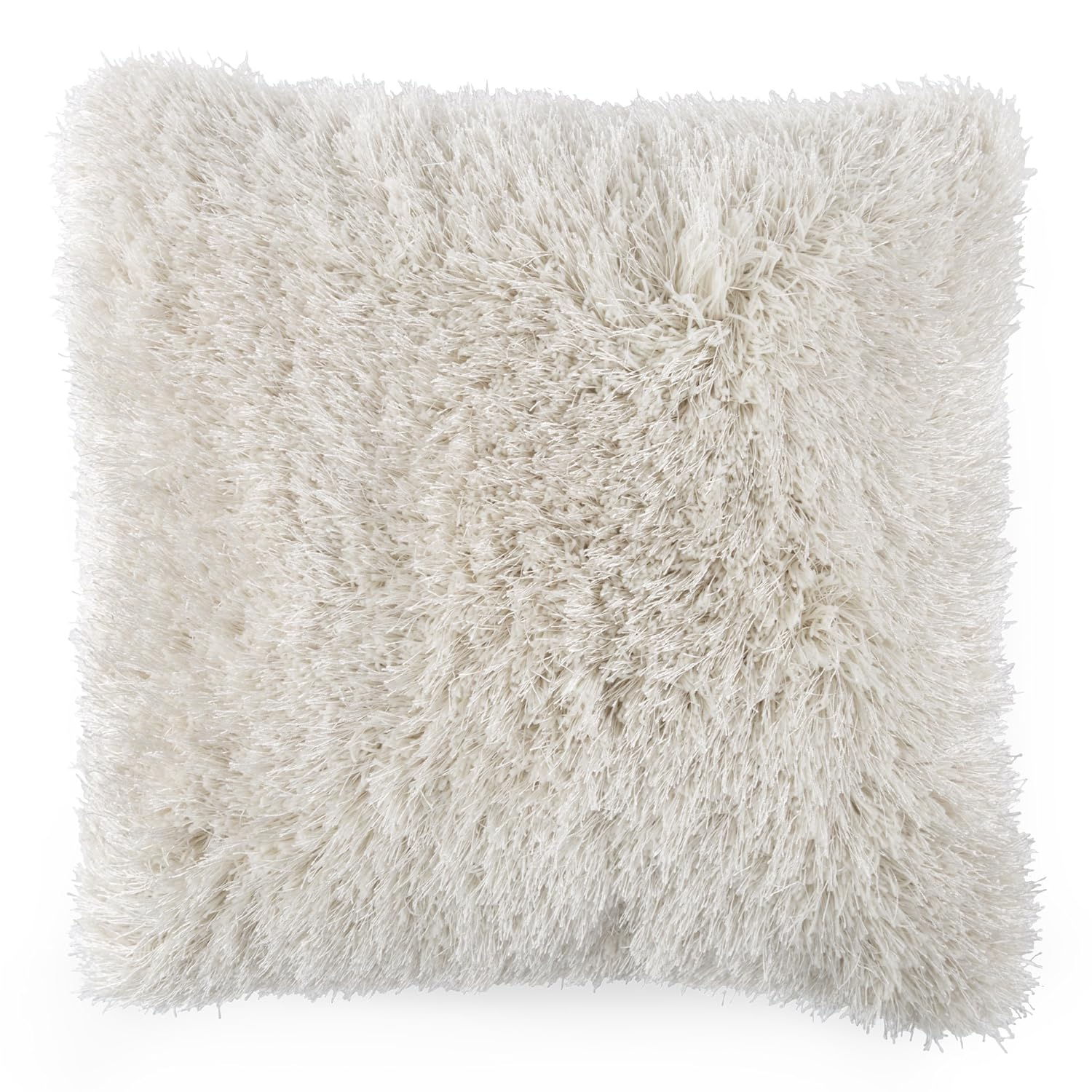 Lavish Home Oversized Floor or Throw Pillow Square Luxury Plush– Shag Faux Fur Glam Decor Cushion for Bedroom Living Room or Dorm, 1 Count (Pack of 1),Beige
