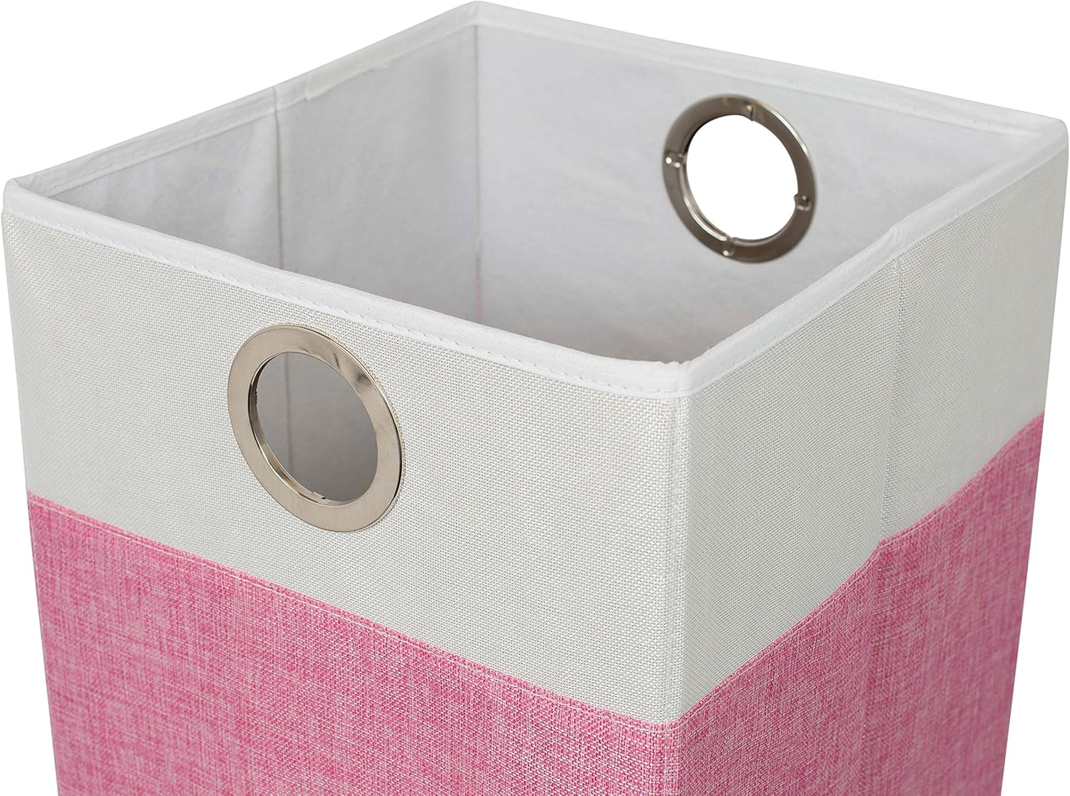 BIRDROCK HOME Folding Cloth Laundry Hamper with Handles | Dirty Clothes Sorter | Easy Storage | Collapsible | Pink and White