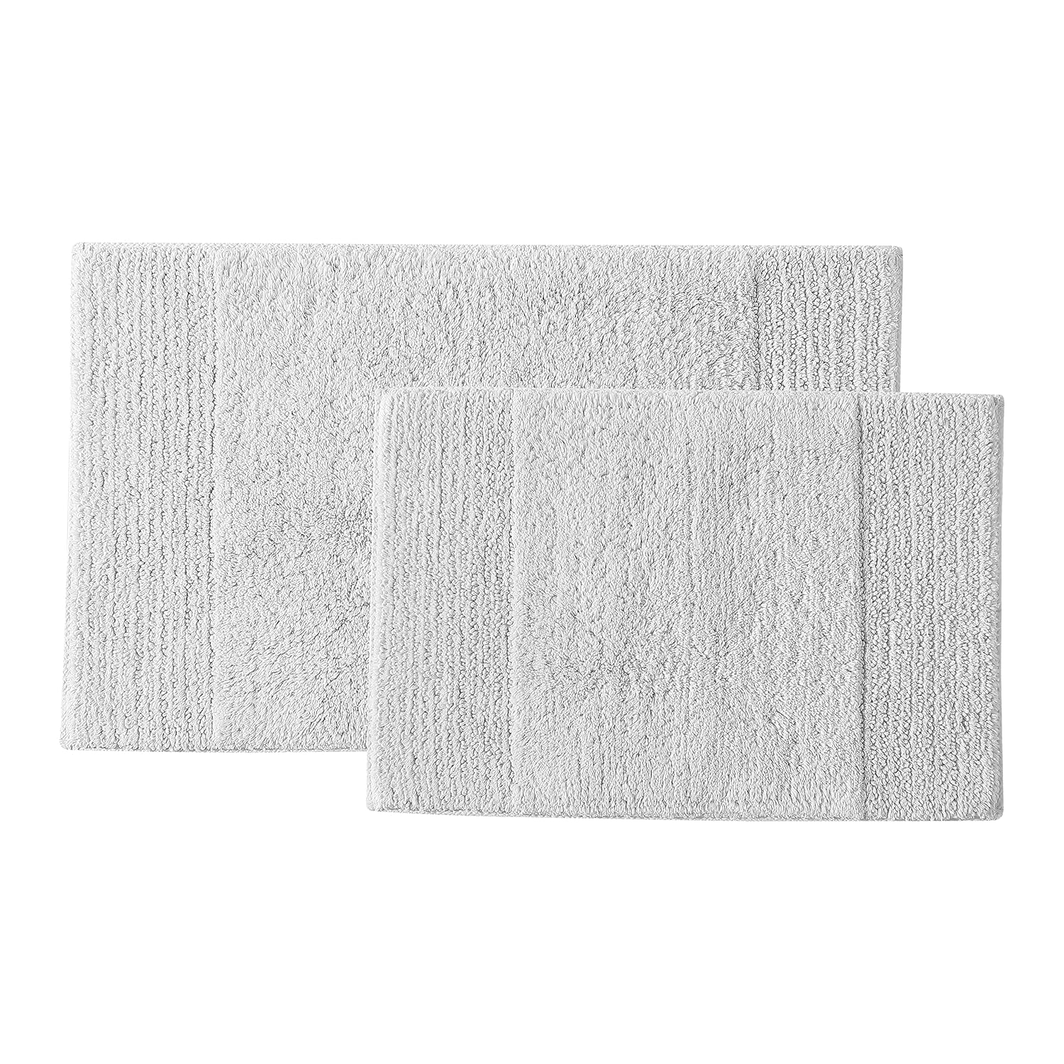 Vera Wang - Bathroom Rug Set, Soft & Absorbent Bathroom Decor, Reversible Modern Design (Sculpted Pleat Grey, 2 Piece)