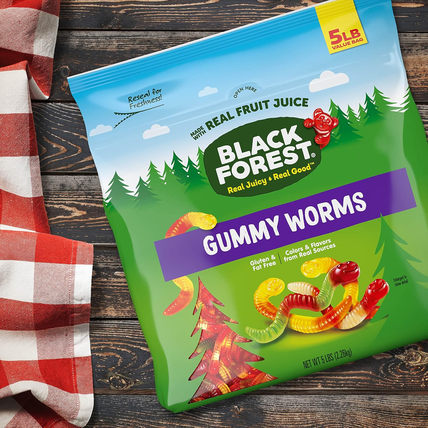 Assorted Fruit Flavored Gummy Worms in 5 lb Bag