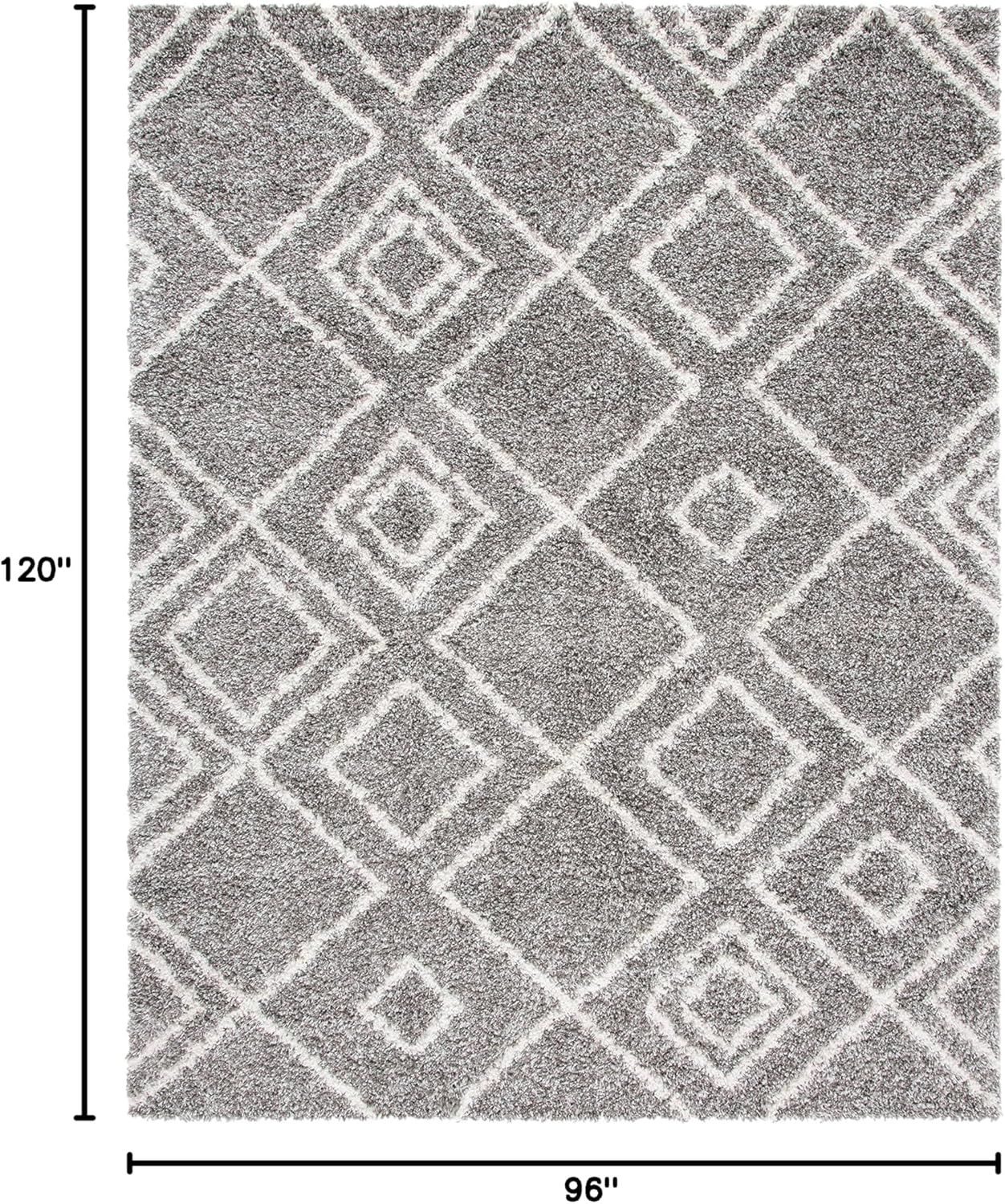 Safavieh Arizona Nettie Shag 8 x 10 (ft) Loomed Polypropylene Brown/Ivory Rectangular Indoor Geometric Mid-Century Modern Area rug